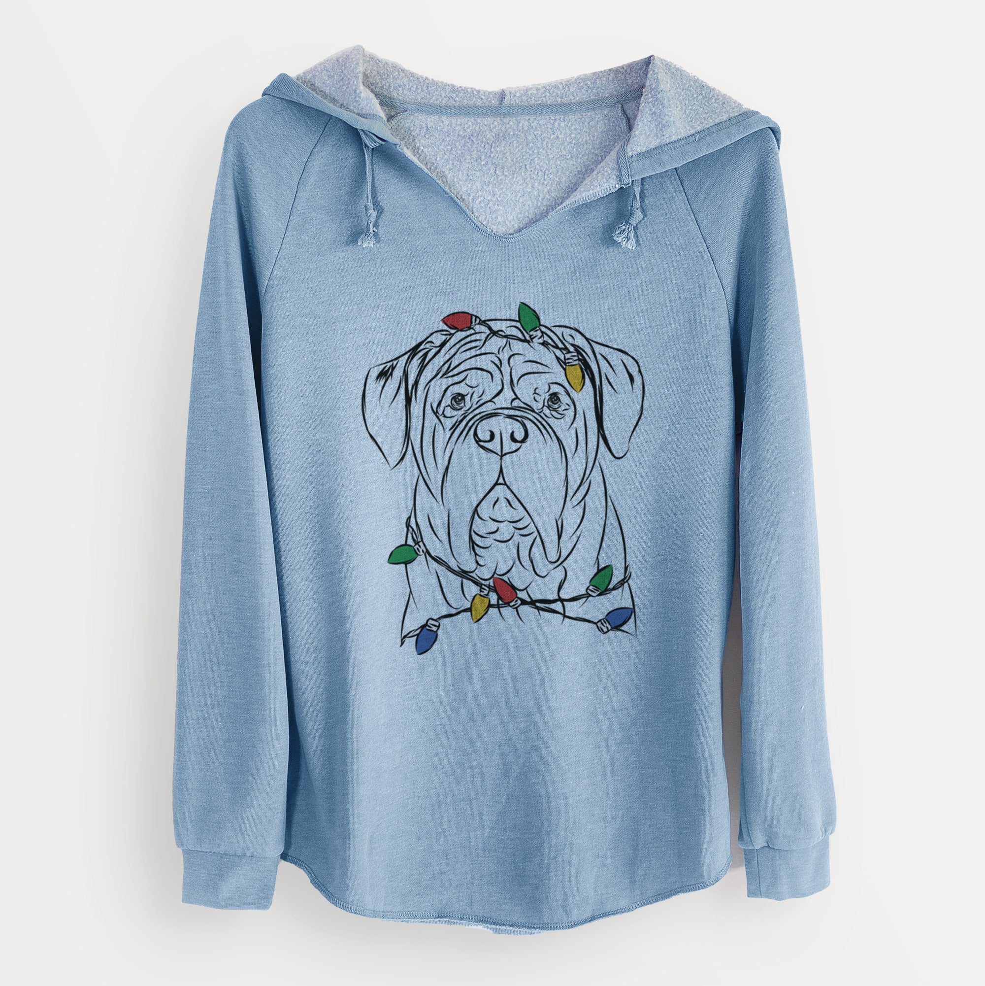 Christmas Lights Felix the Dogue de Bordeaux - Cali Wave Hooded Sweatshirt