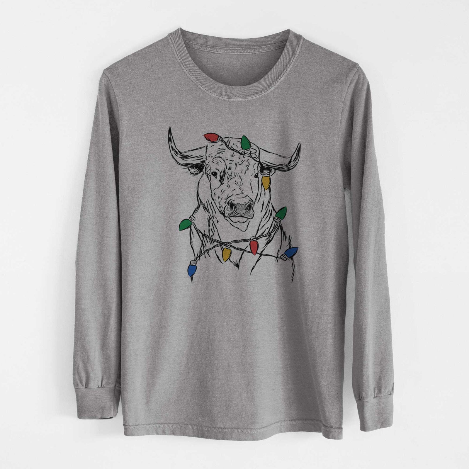 Christmas Lights Ferdinand the Bull - Heavyweight 100% Cotton Long Sleeve