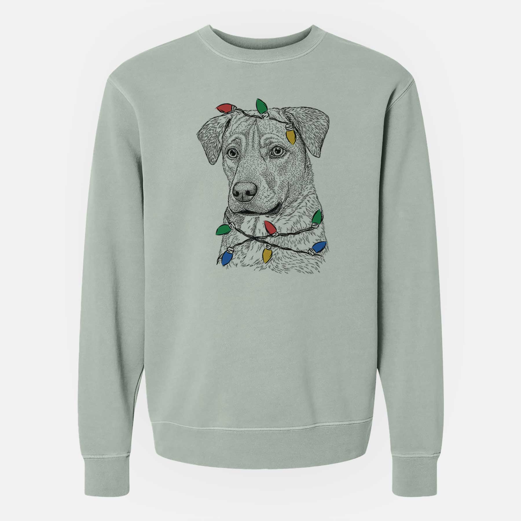 Christmas Lights Feta the Mixed Breed - Unisex Pigment Dyed Crew Sweatshirt