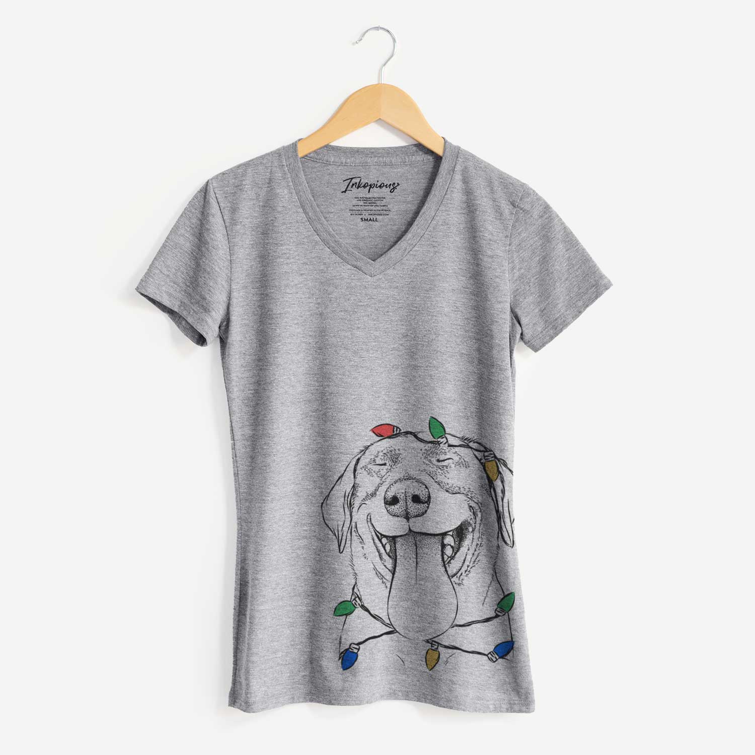 Christmas Lights Fig the Labrador Retriever - Women's V-neck Shirt