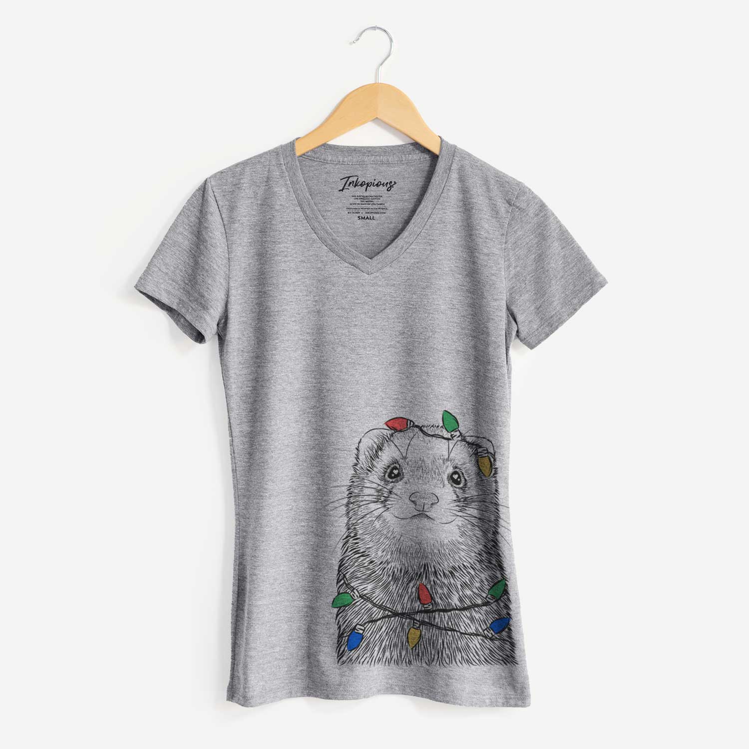 Christmas Lights Fig the Ferret - Women's V-neck Shirt