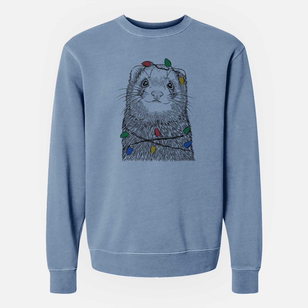 Christmas Lights Fig the Ferret - Unisex Pigment Dyed Crew Sweatshirt