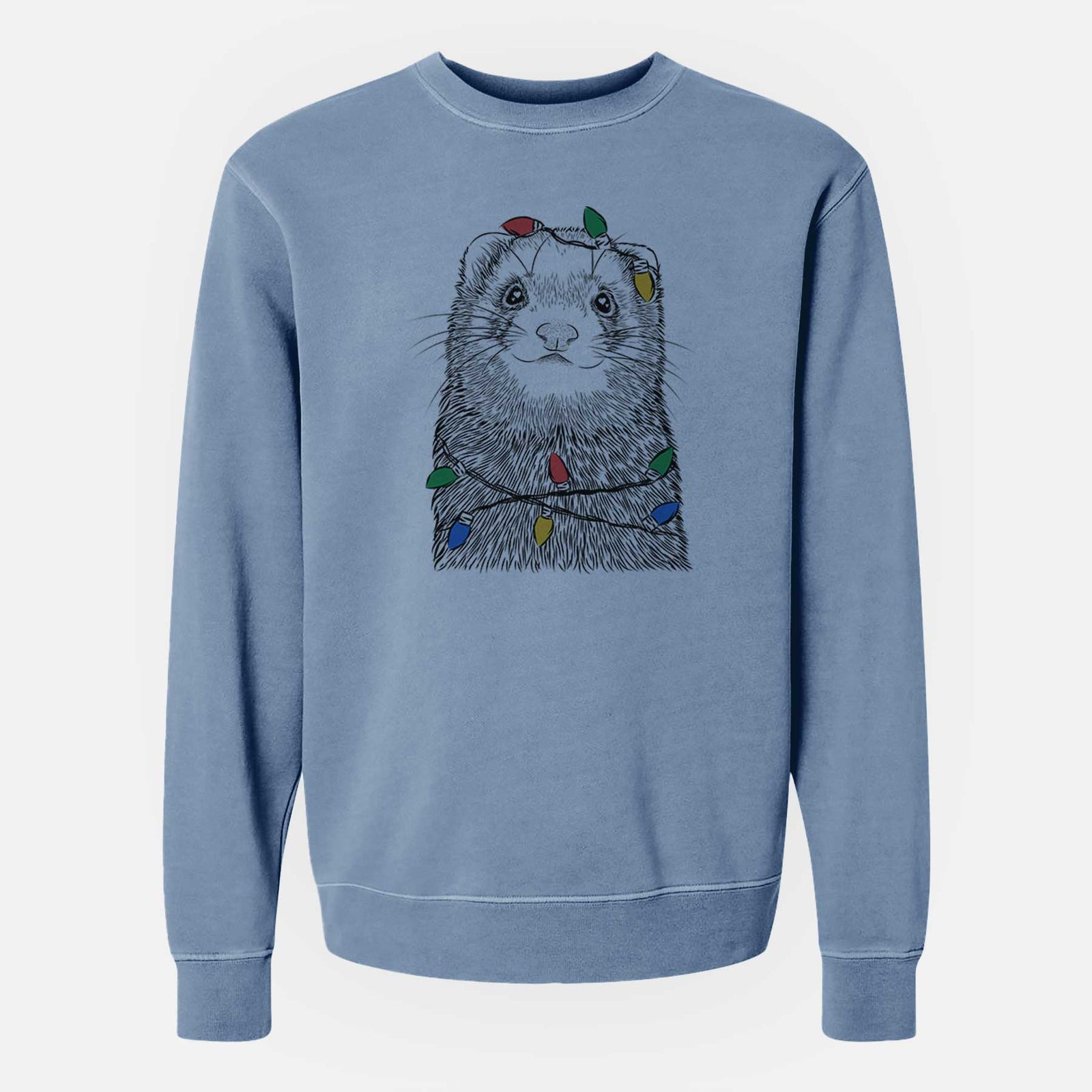 Christmas Lights Fig the Ferret - Unisex Pigment Dyed Crew Sweatshirt