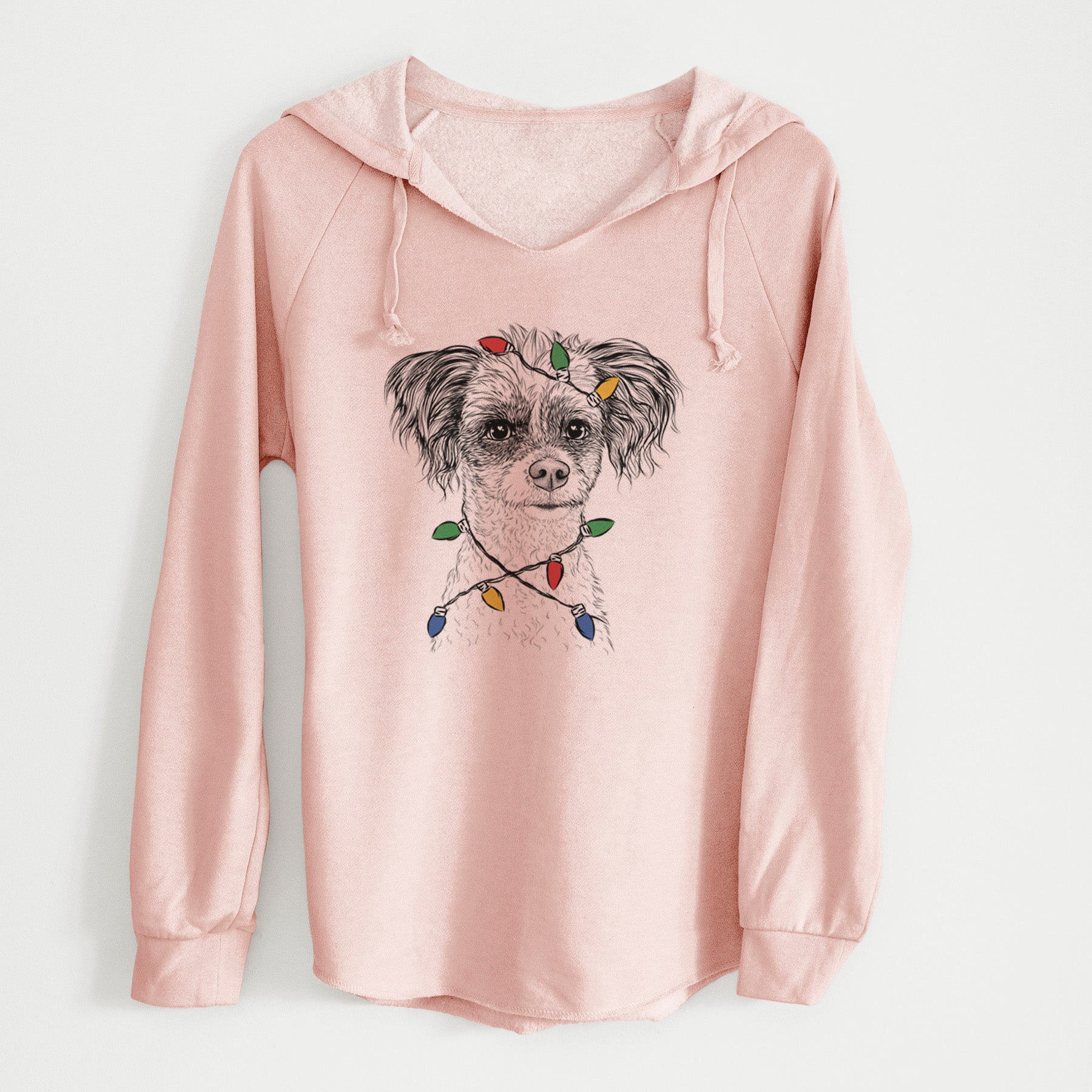 Christmas Lights Finley the Papillon Mix - Cali Wave Hooded Sweatshirt