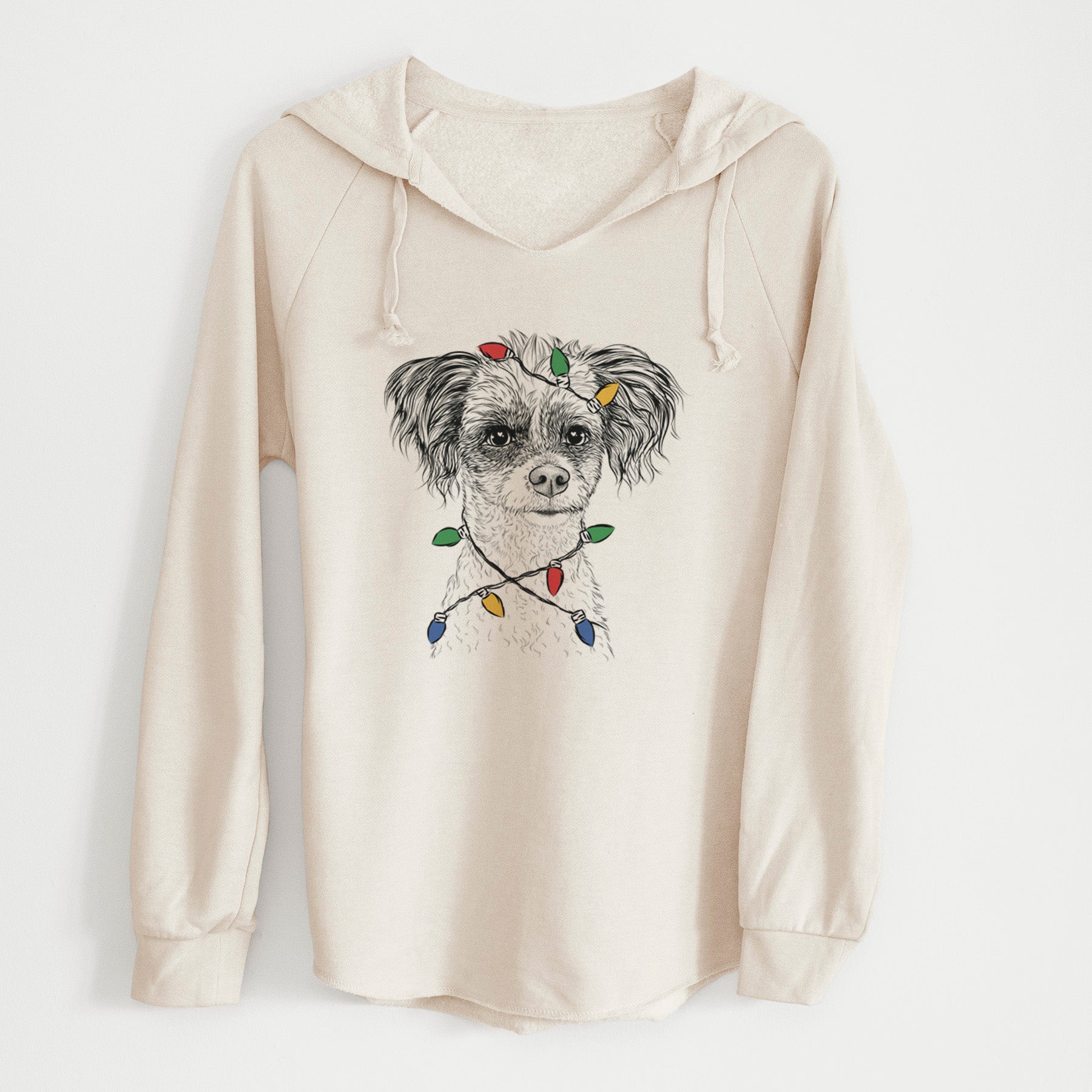 Christmas Lights Finley the Papillon Mix - Cali Wave Hooded Sweatshirt