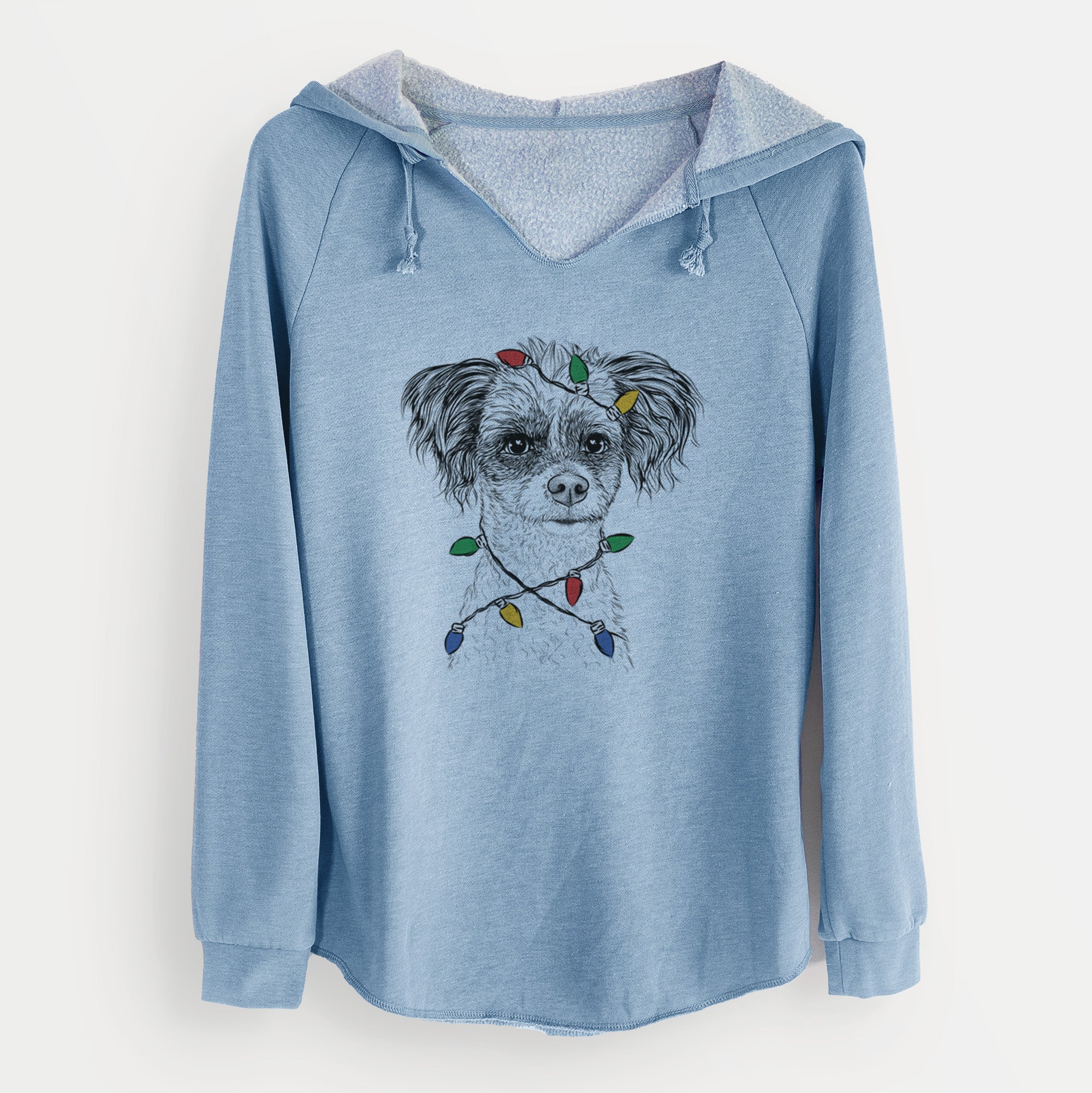 Christmas Lights Finley the Papillon Mix - Cali Wave Hooded Sweatshirt