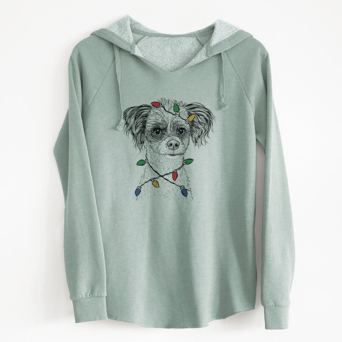 Christmas Lights Finley the Papillon Mix - Cali Wave Hooded Sweatshirt