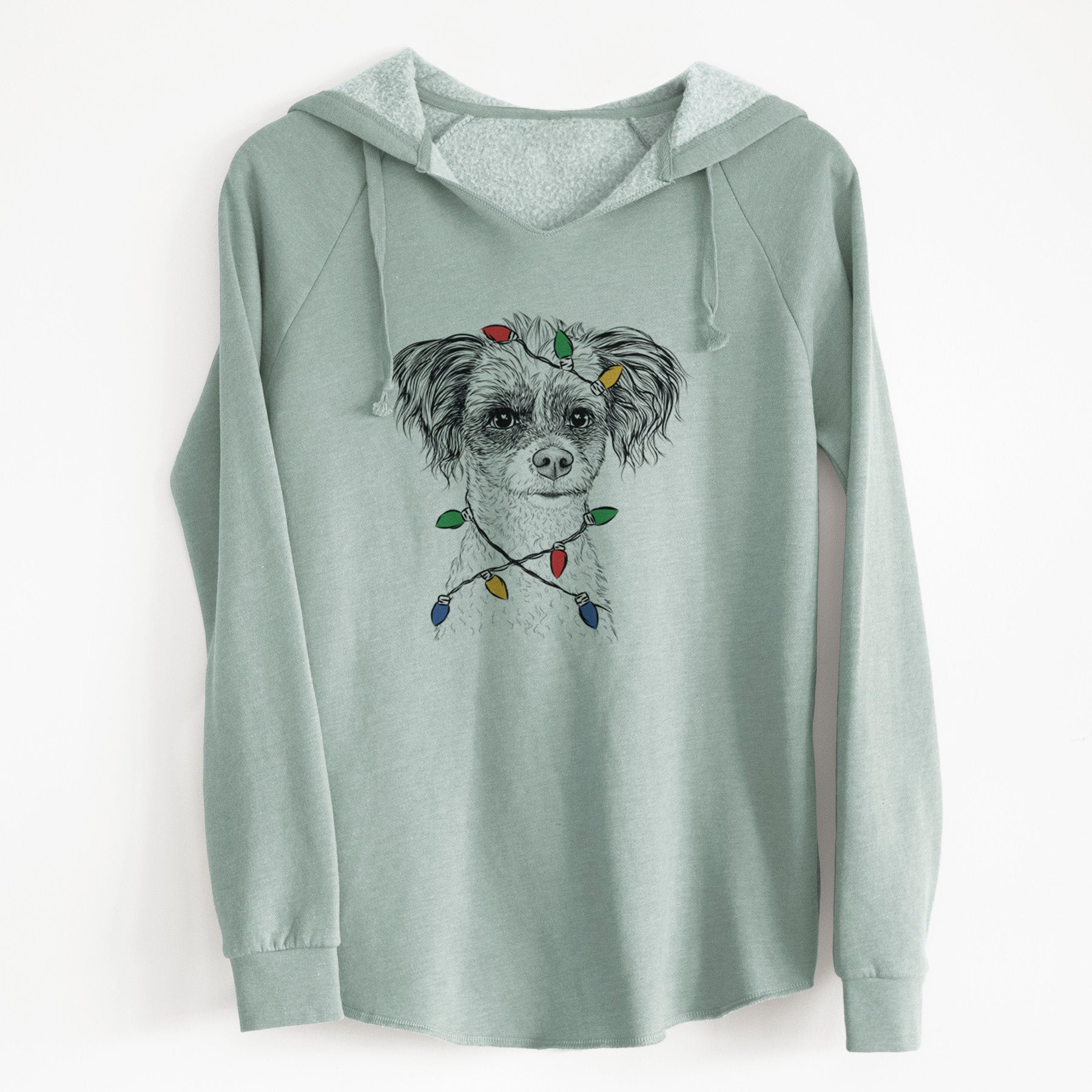 Christmas Lights Finley the Papillon Mix - Cali Wave Hooded Sweatshirt