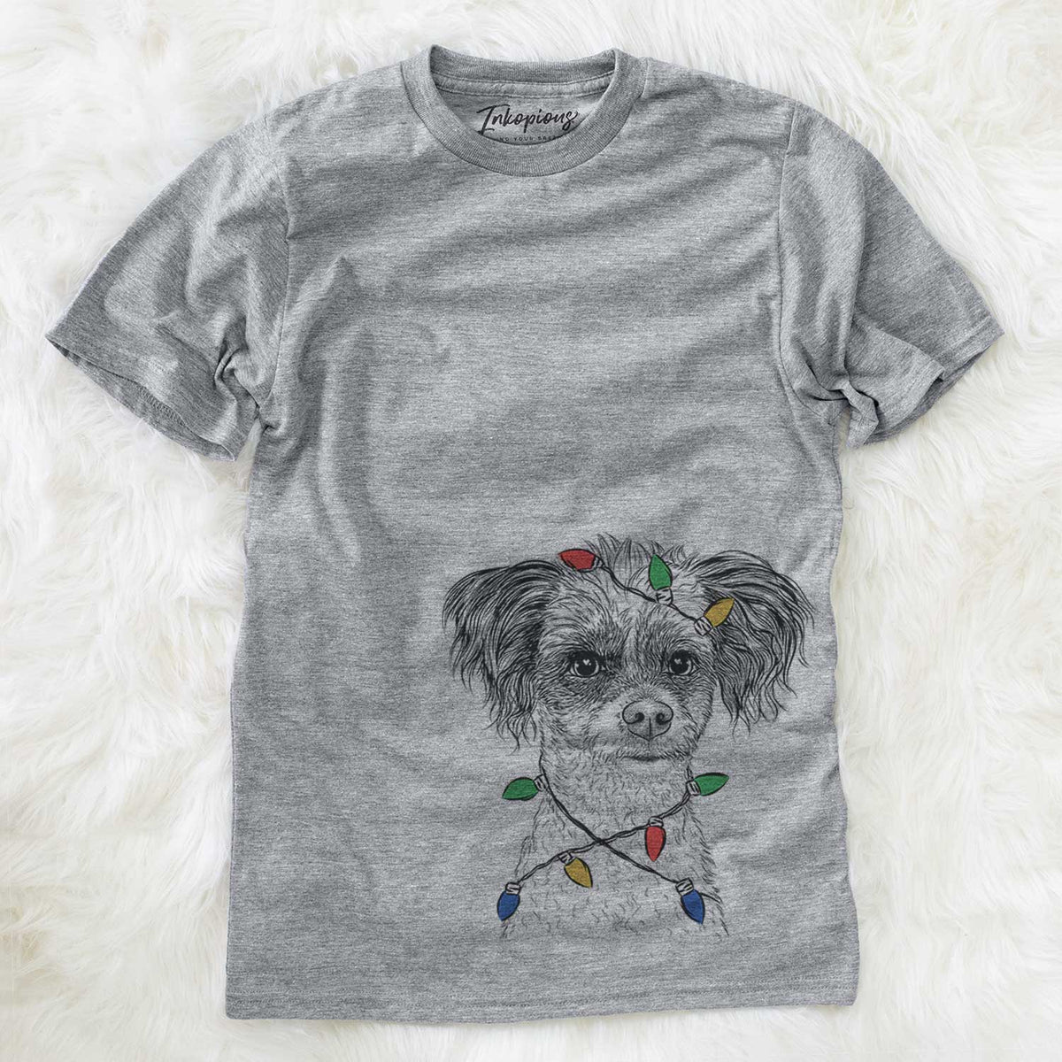 Christmas Lights Finley the Papillon Mix - Unisex Crewneck