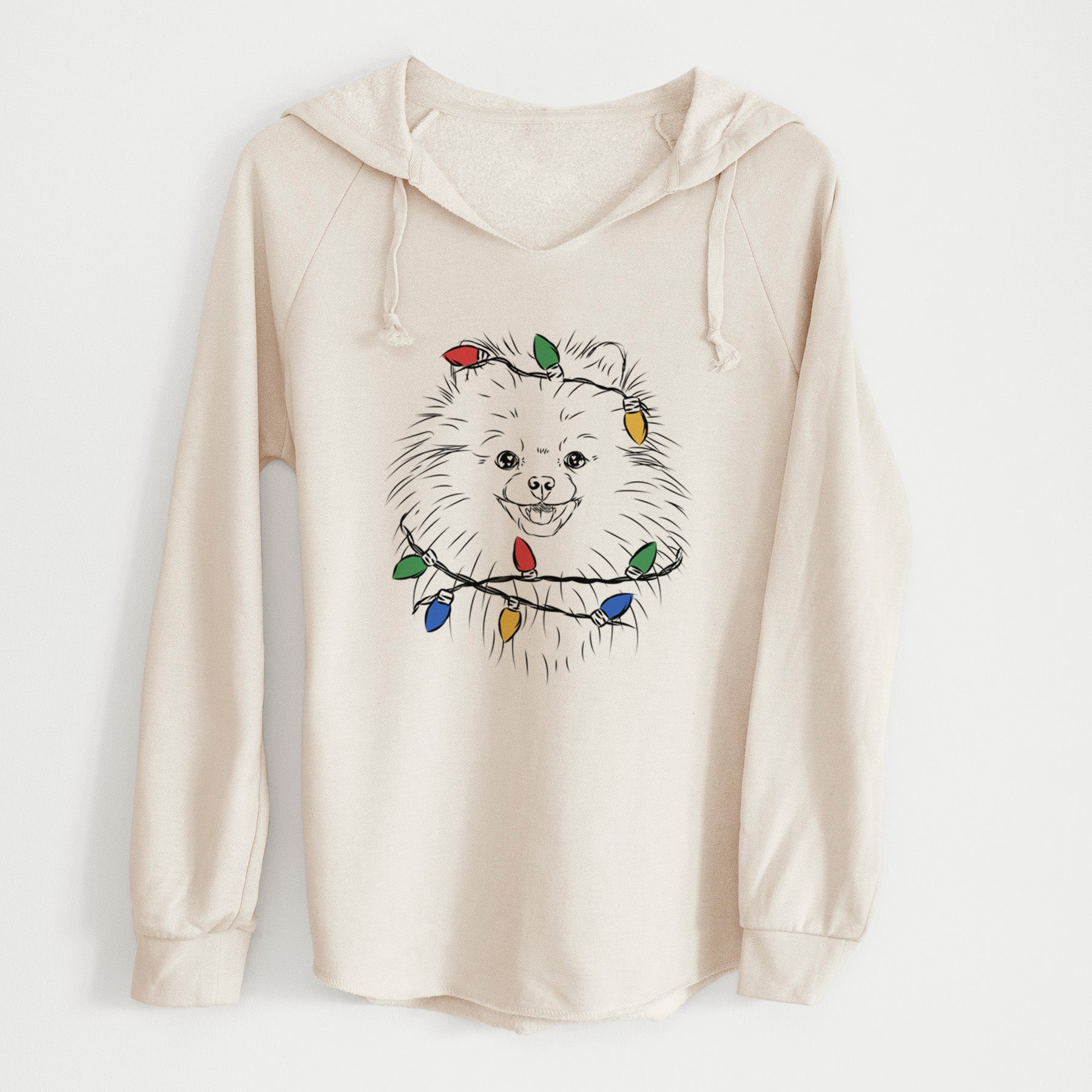 Christmas Lights Finn the Pomeranian - Cali Wave Hooded Sweatshirt