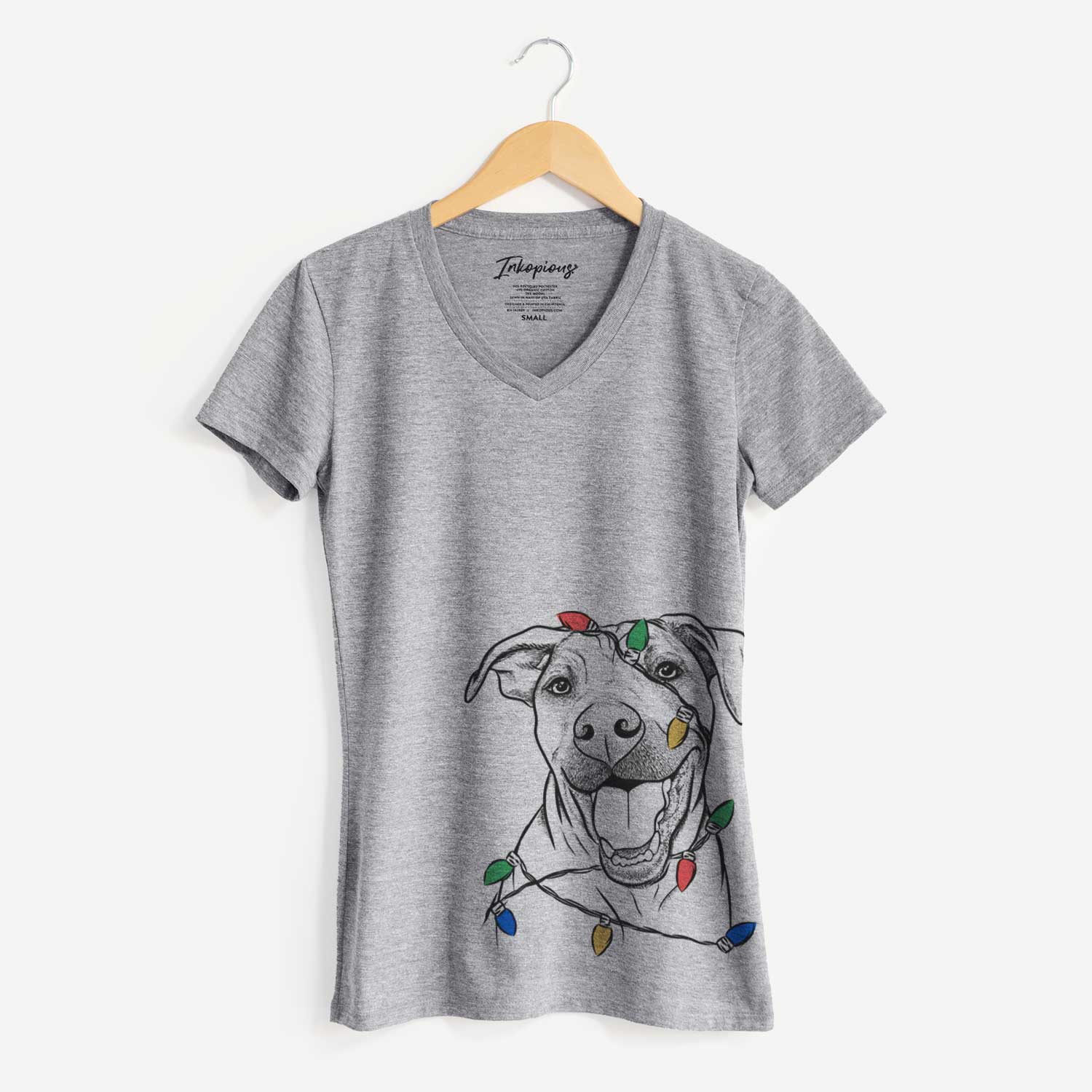 Christmas Lights Finn the Hound Mix - Women's V-neck Shirt