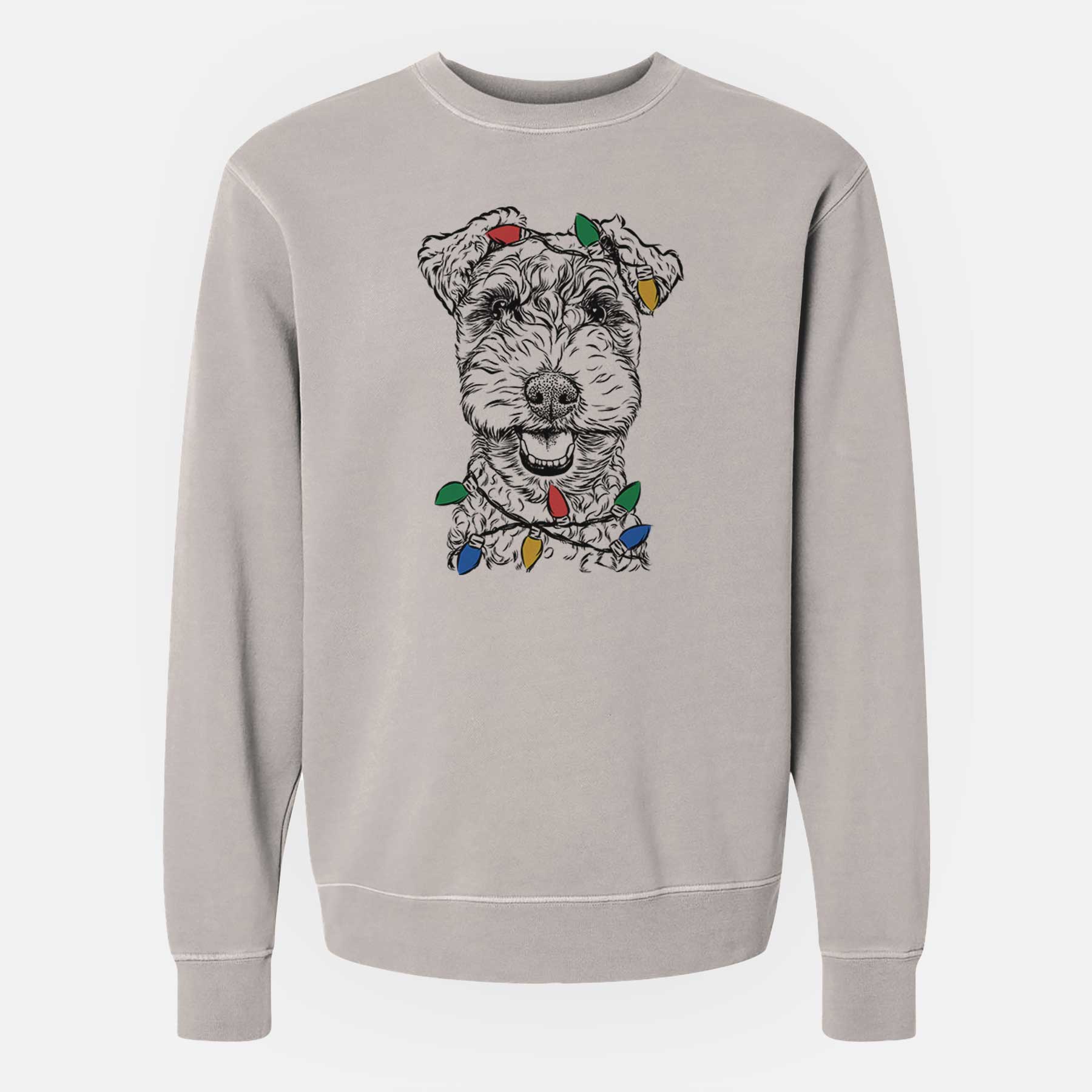 Christmas Lights Fintan the Irish Troodle - Unisex Pigment Dyed Crew Sweatshirt