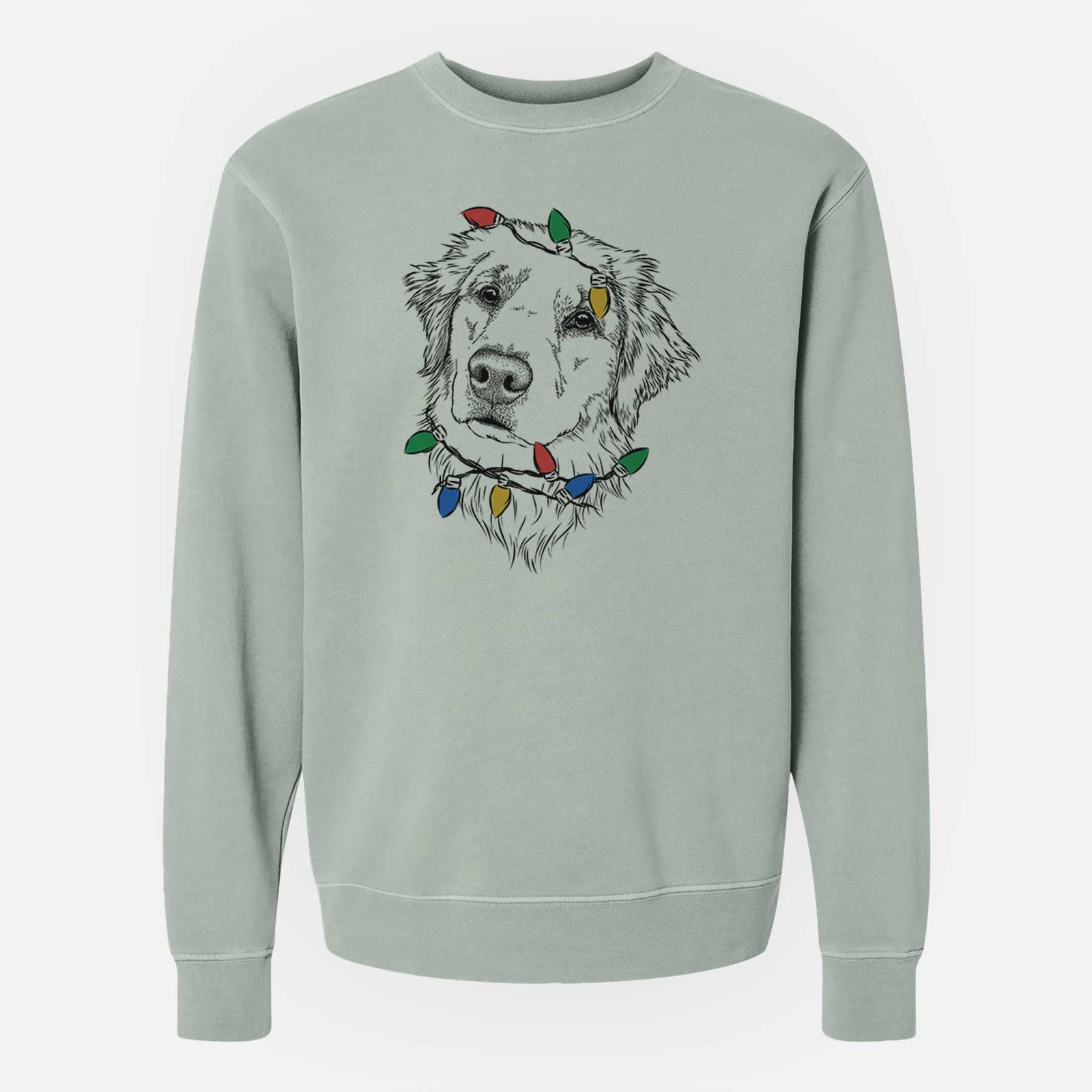 Christmas Lights Fiona the Golden Retriever - Unisex Pigment Dyed Crew Sweatshirt