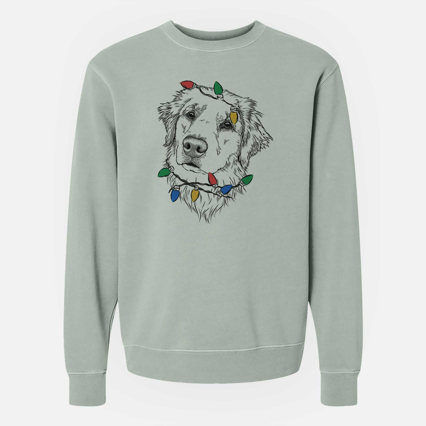 Christmas Lights Fiona the Golden Retriever - Unisex Pigment Dyed Crew Sweatshirt