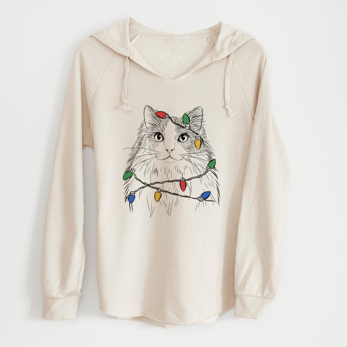 Christmas Lights Fiona the Ragdoll Cat - Cali Wave Hooded Sweatshirt