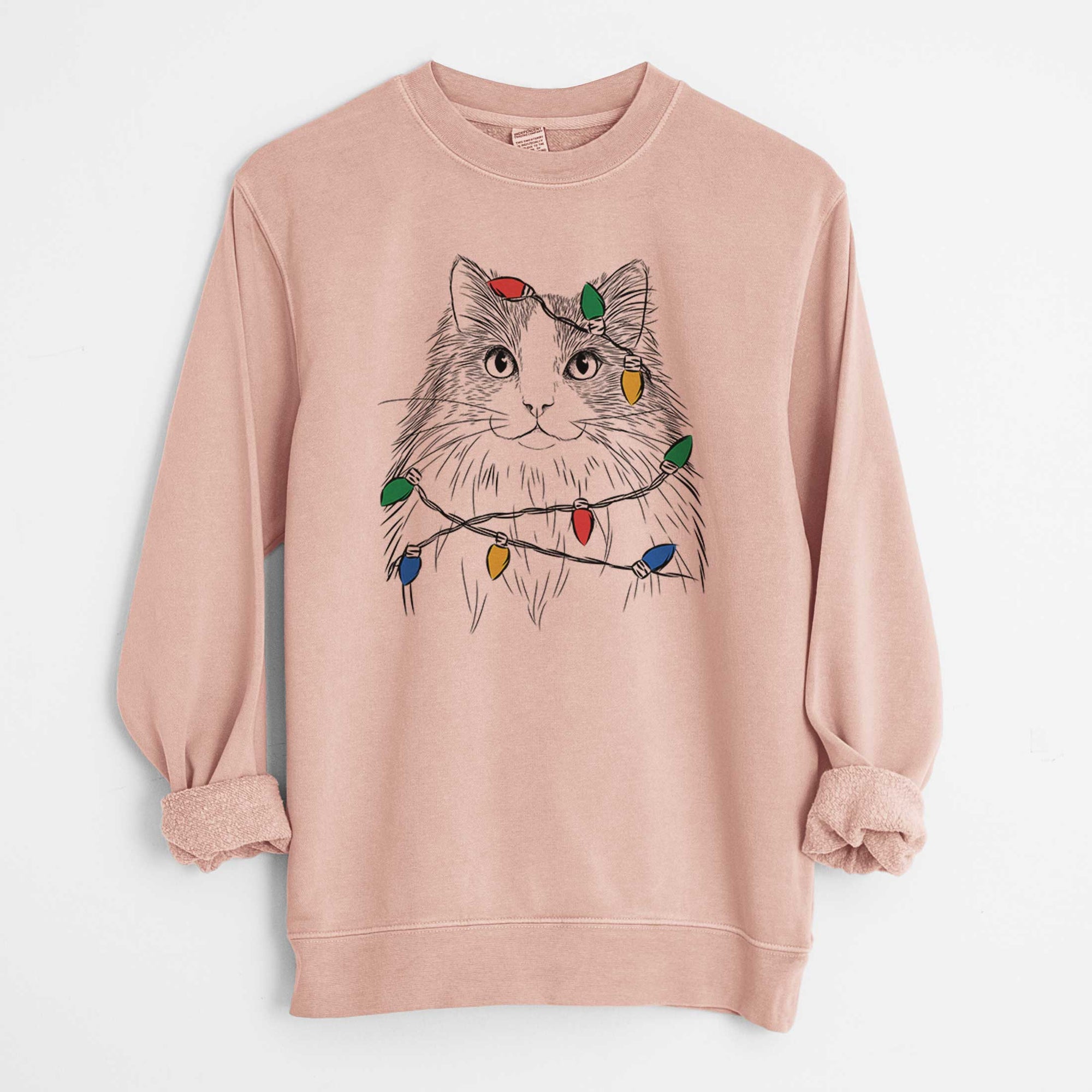 Christmas Lights Fiona the Ragdoll Cat - Unisex Pigment Dyed Crew Sweatshirt