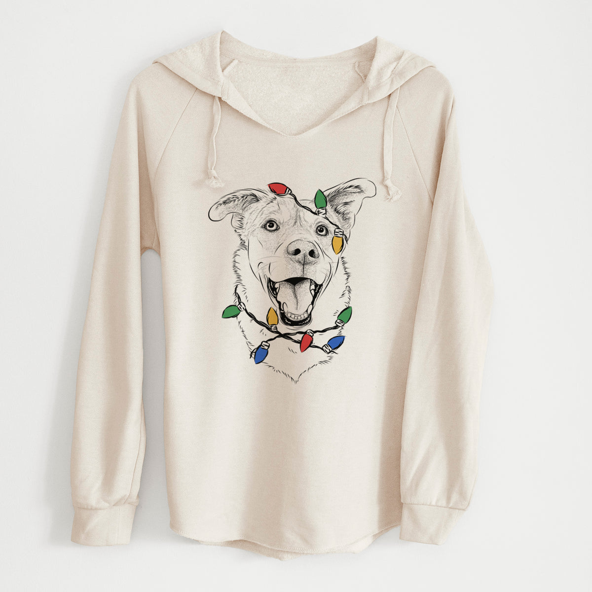 Christmas Lights Fira the Saint Bernard Husky Mix - Cali Wave Hooded Sweatshirt