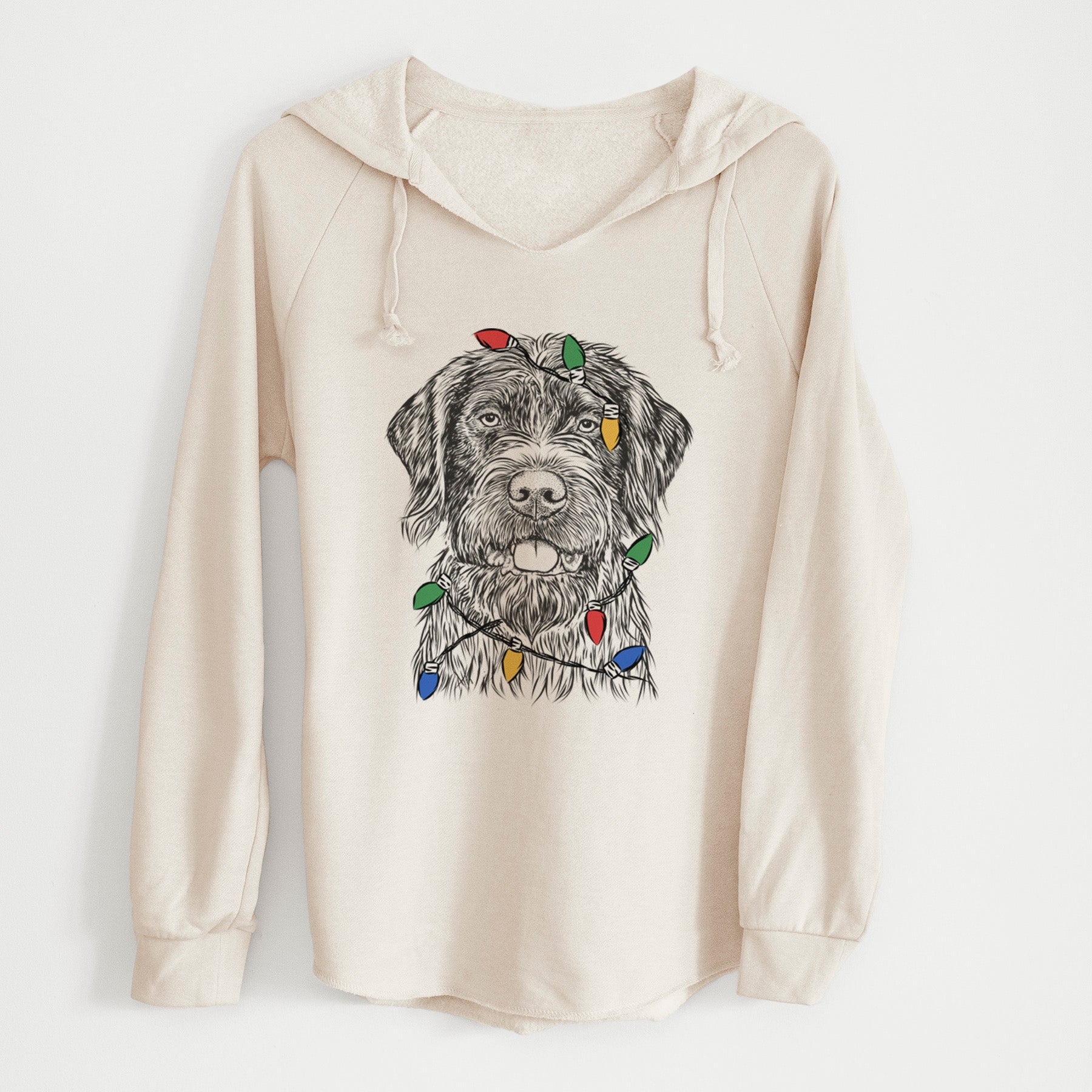 Christmas Lights Fletcher the Wirehaired Pointing Griffon - Cali Wave Hooded Sweatshirt