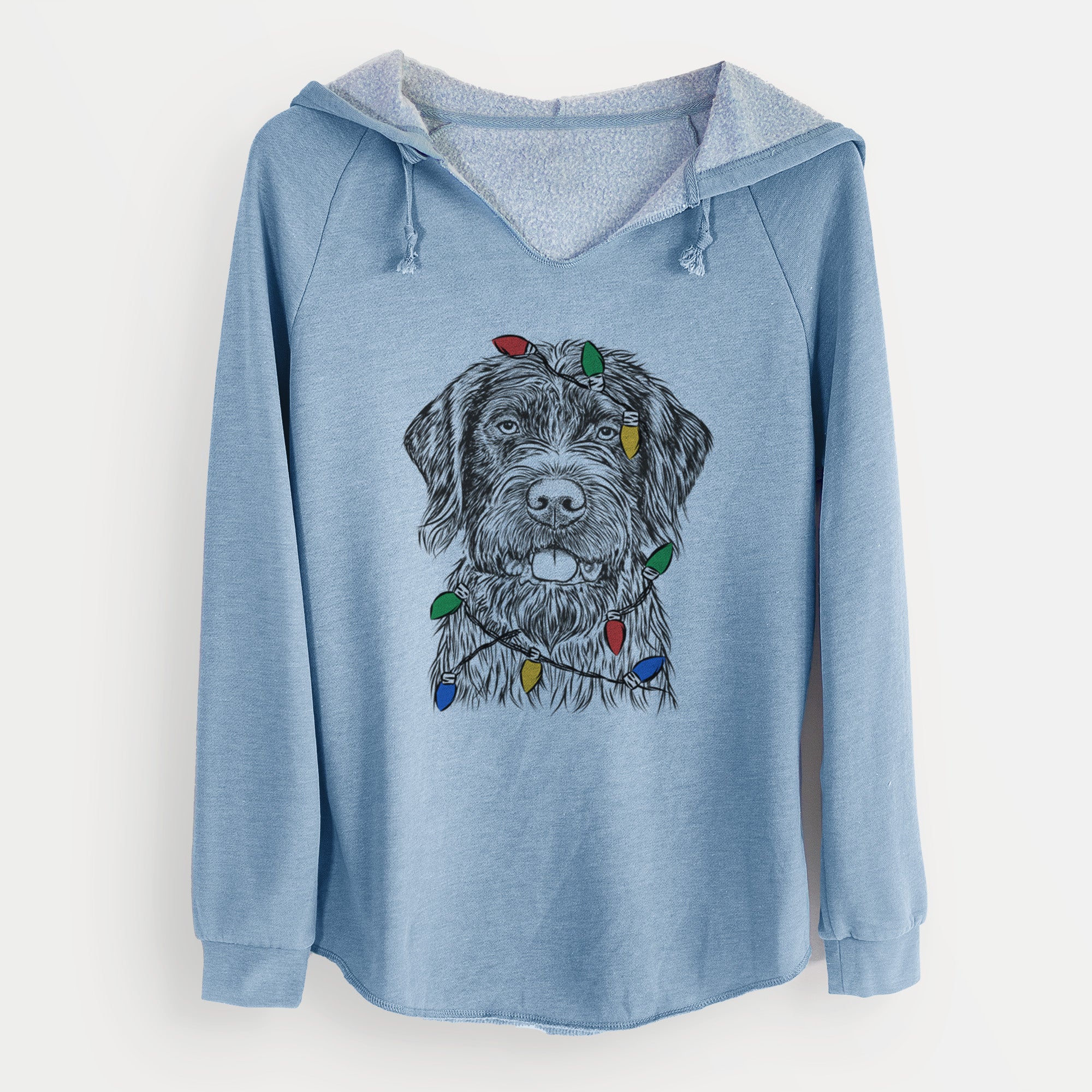 Christmas Lights Fletcher the Wirehaired Pointing Griffon - Cali Wave Hooded Sweatshirt