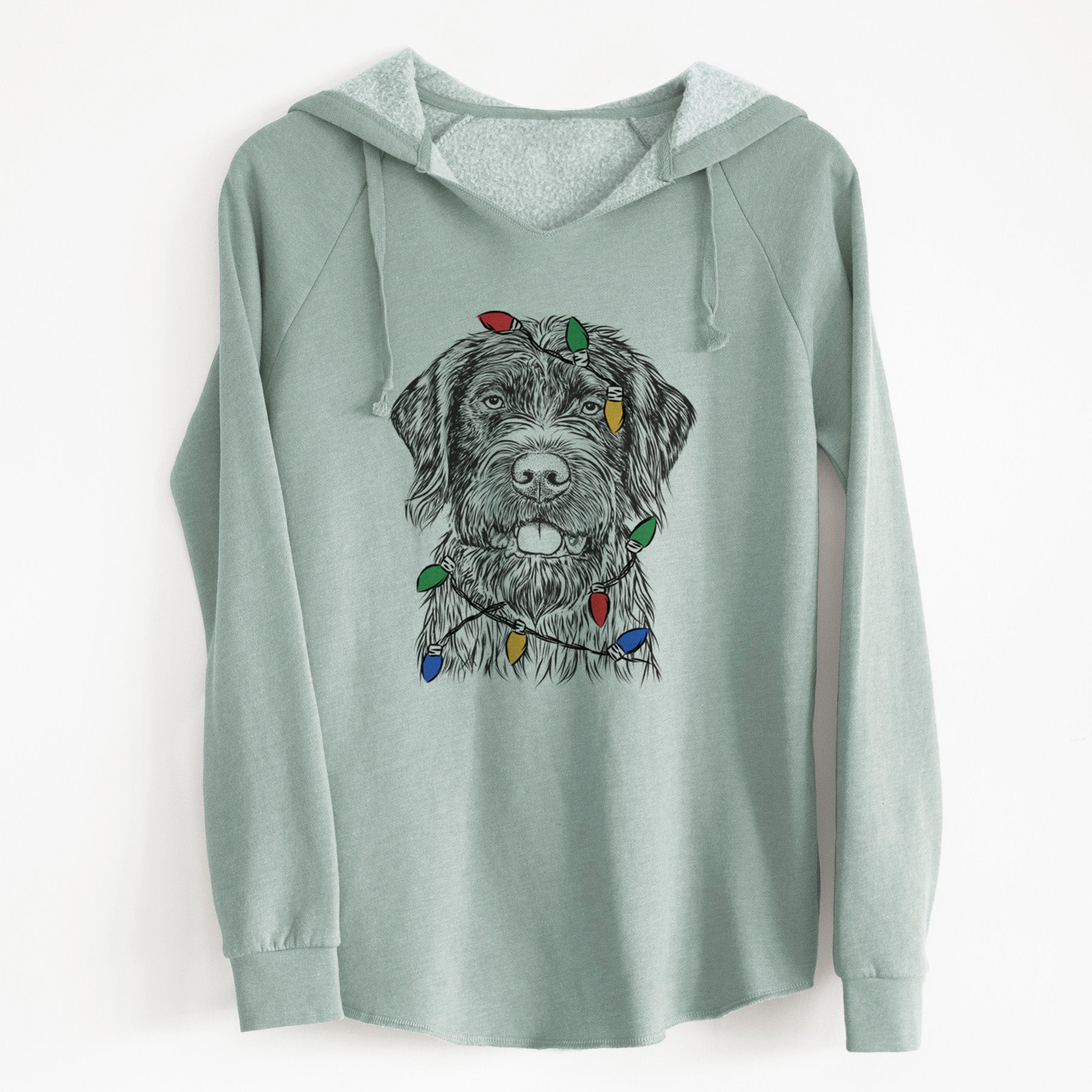 Christmas Lights Fletcher the Wirehaired Pointing Griffon - Cali Wave Hooded Sweatshirt