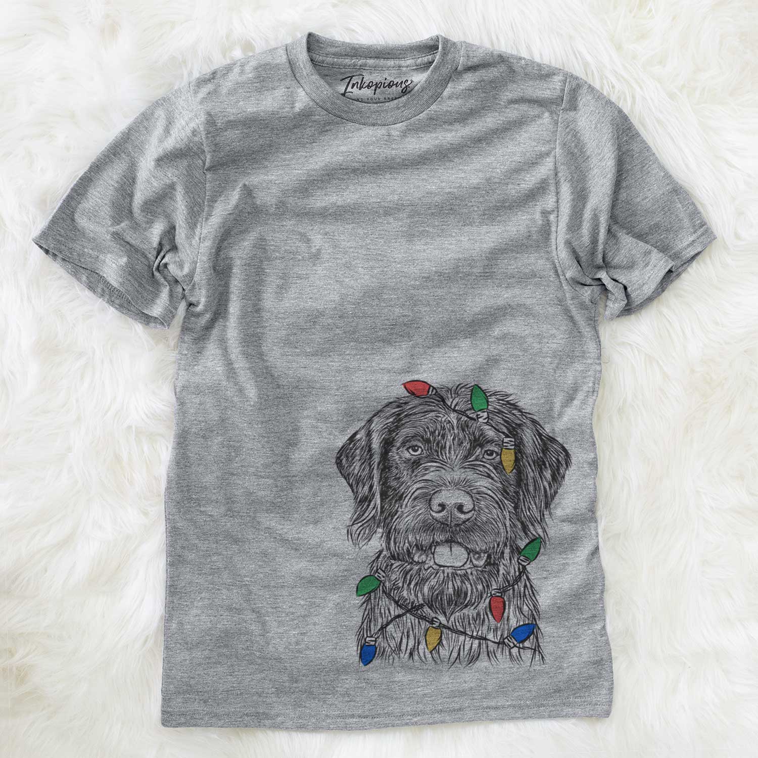 Christmas Lights Fletcher the Wirehaired Pointing Griffon - Unisex Crewneck