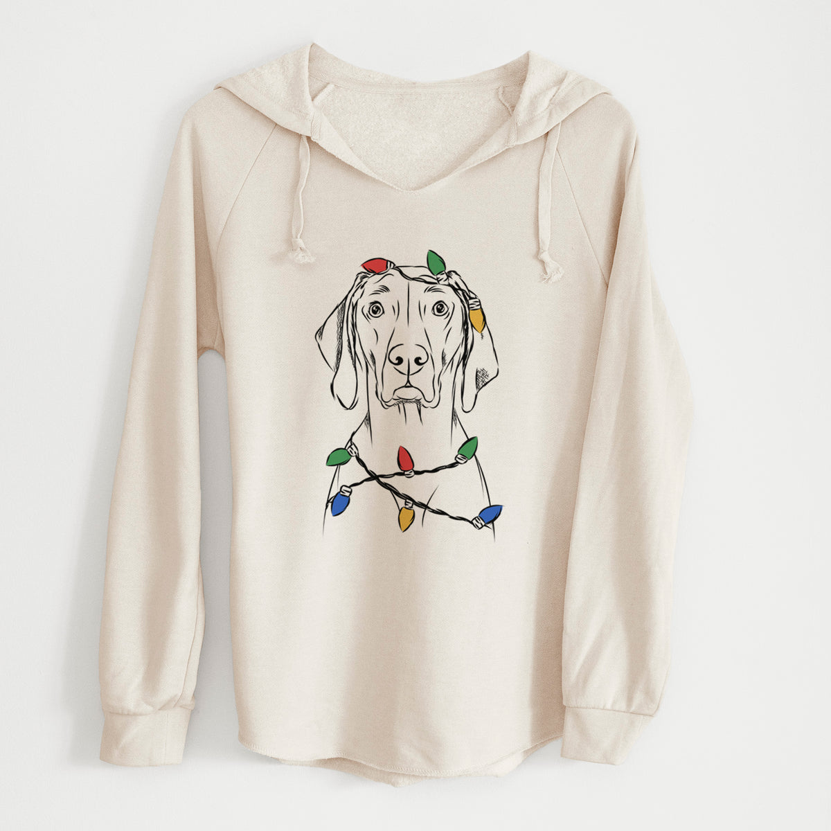Christmas Lights Flint the Weimaraner - Cali Wave Hooded Sweatshirt