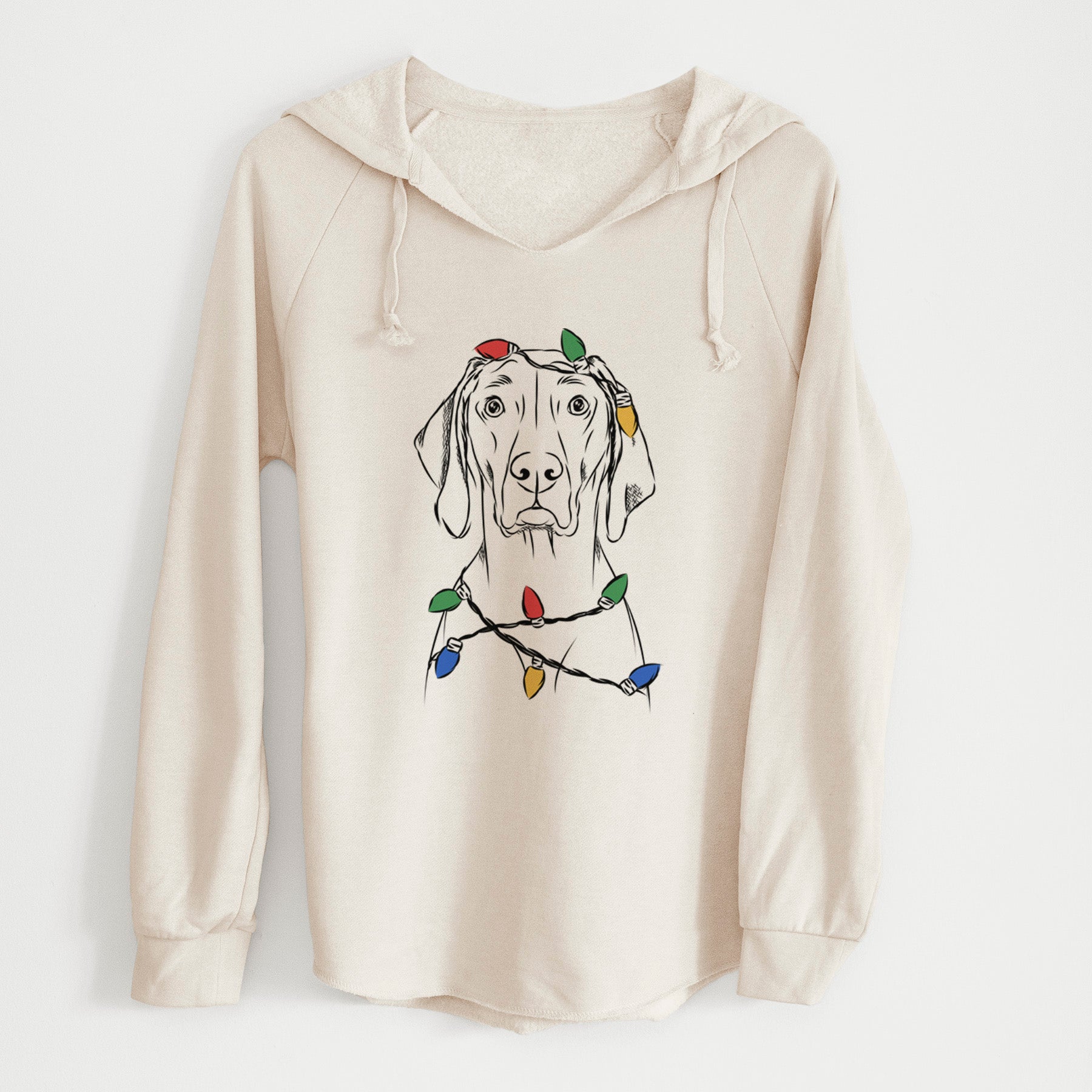 Christmas Lights Flint the Weimaraner - Cali Wave Hooded Sweatshirt