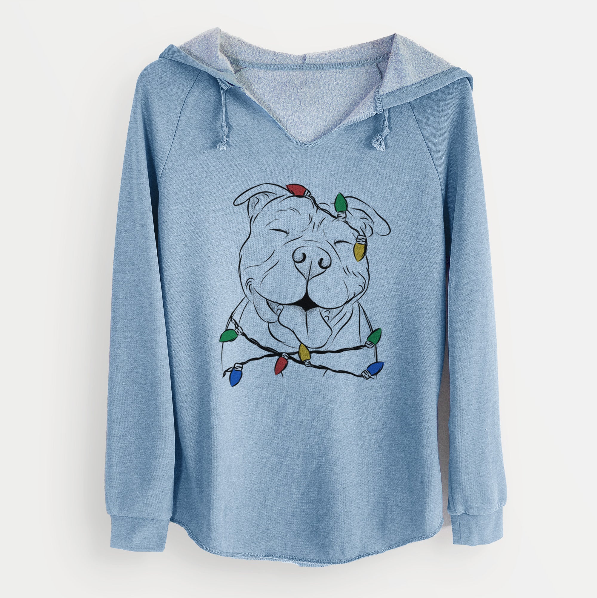 Christmas Lights Floki the American Bully - Cali Wave Hooded Sweatshirt