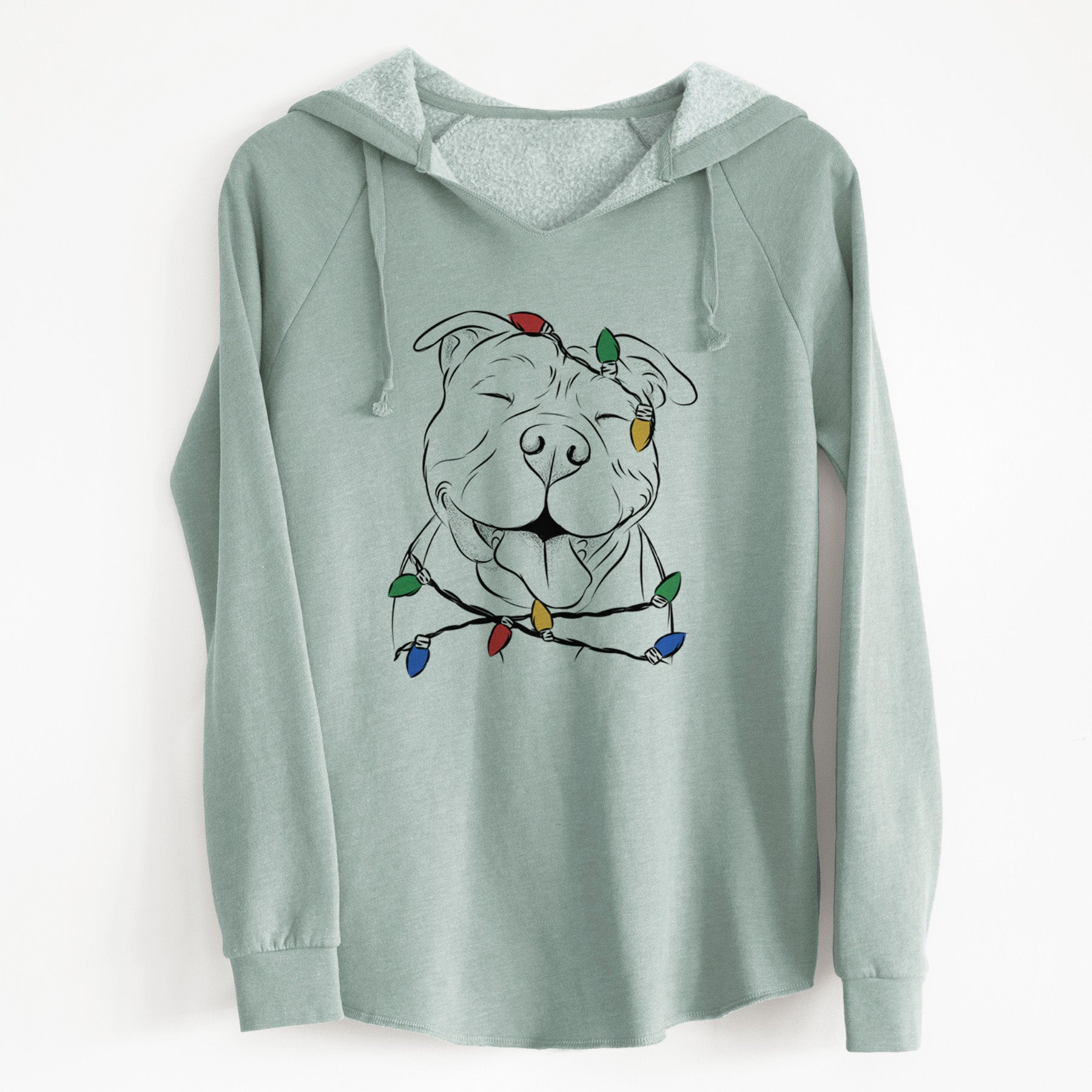 Christmas Lights Floki the American Bully - Cali Wave Hooded Sweatshirt