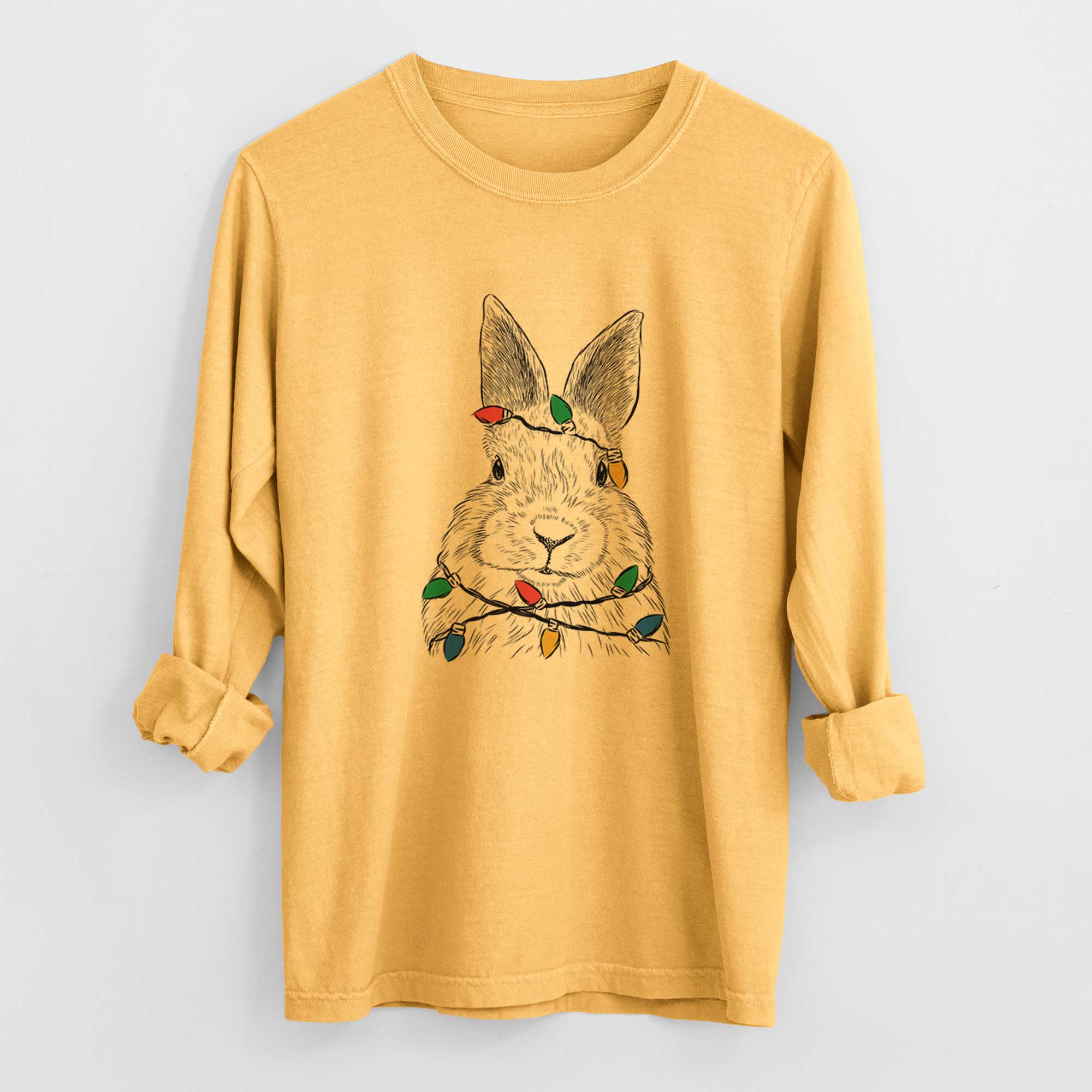 Christmas Lights Flower the Rex Rabbit - Heavyweight 100% Cotton Long Sleeve