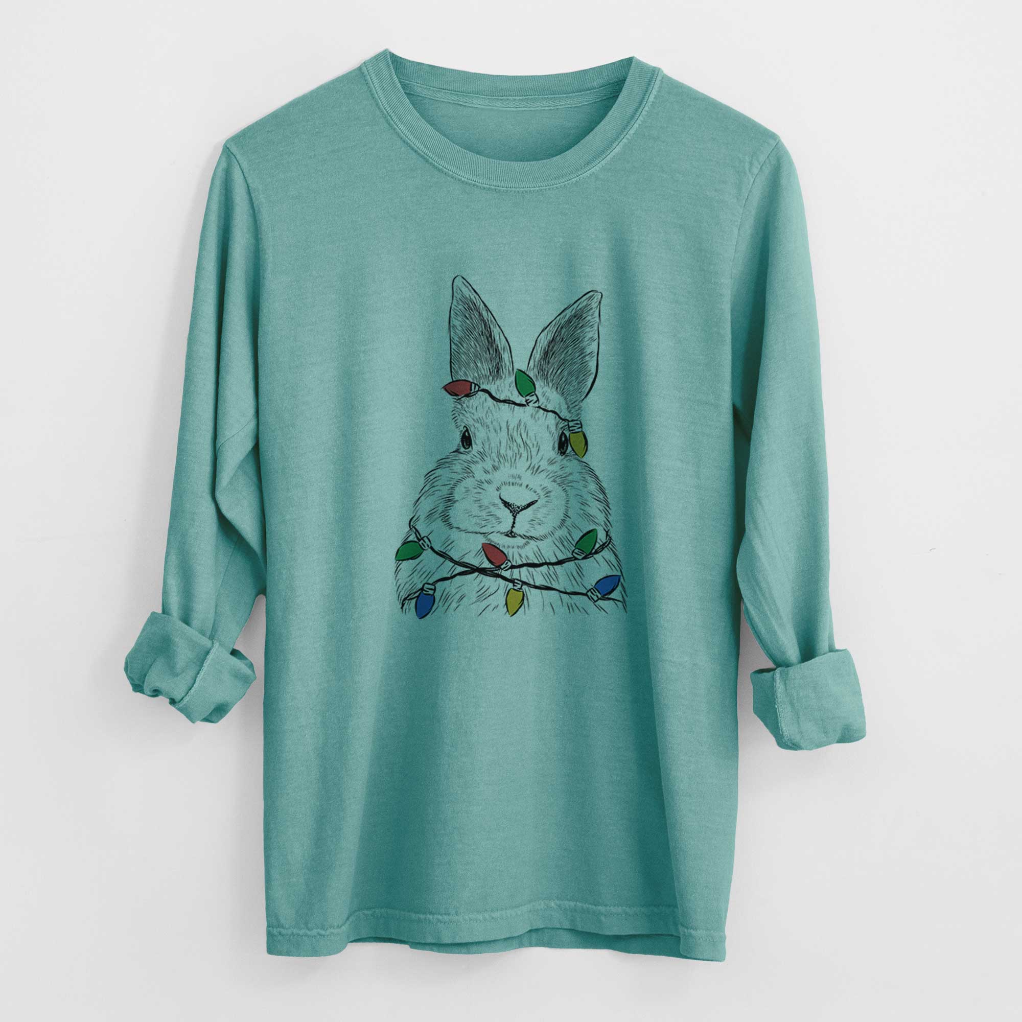 Christmas Lights Flower the Rex Rabbit - Heavyweight 100% Cotton Long Sleeve