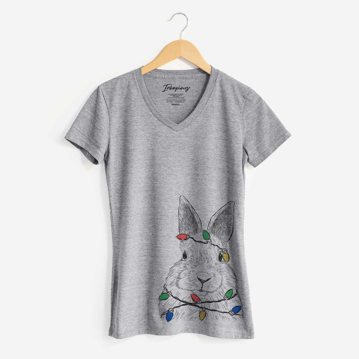 Christmas Lights Flower the Rex Rabbit - Women's V-neck Shirt