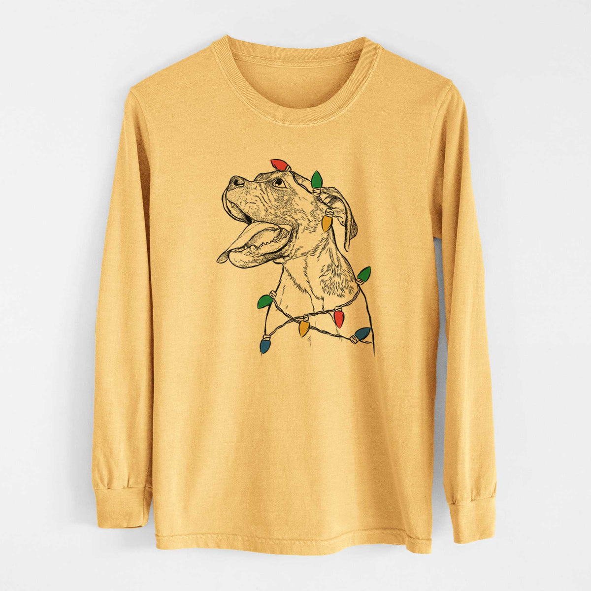 Christmas Lights Floyd the Boxer - Heavyweight 100% Cotton Long Sleeve