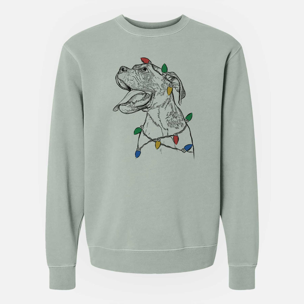 Christmas Lights Floyd the Boxer - Unisex Pigment Dyed Crew Sweatshirt