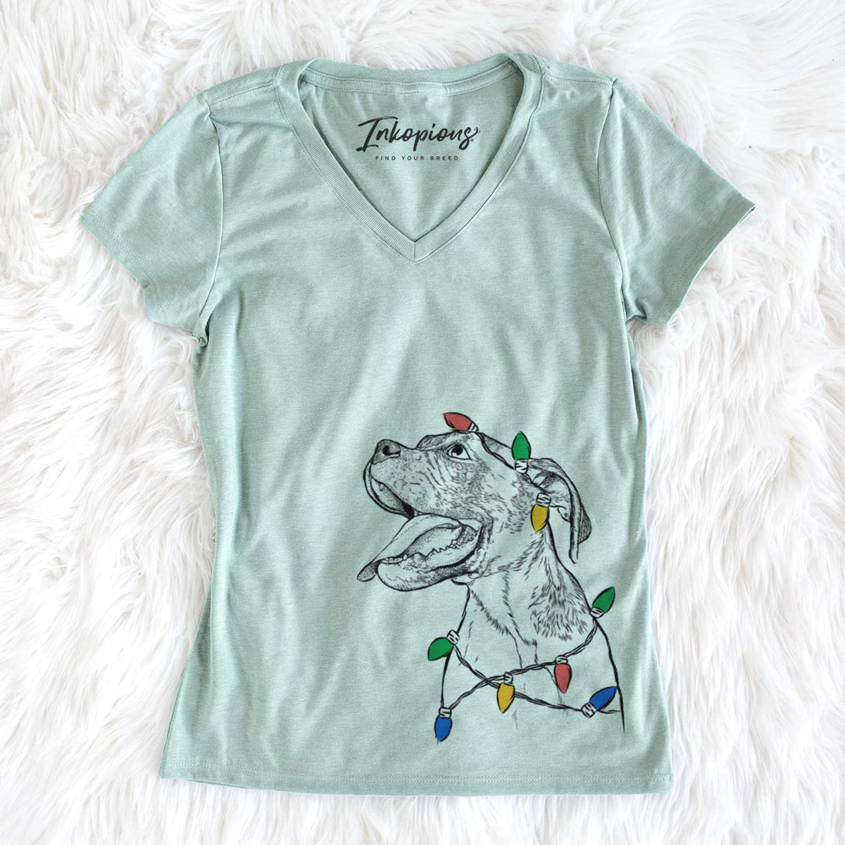 Christmas Lights Floyd the Boxer - Women's V-neck Shirt