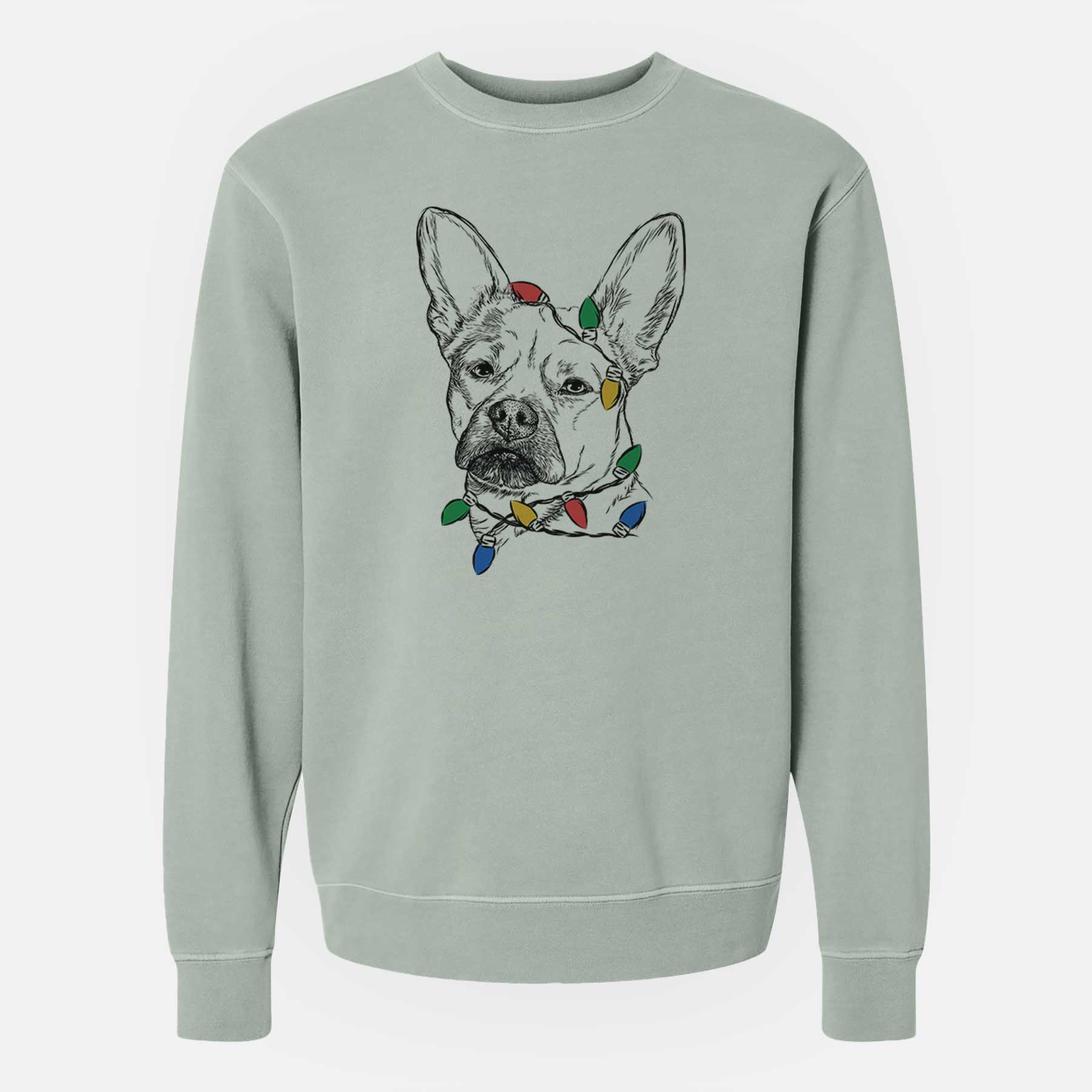 Christmas Lights Frankie the Mixed Breed - Unisex Pigment Dyed Crew Sweatshirt
