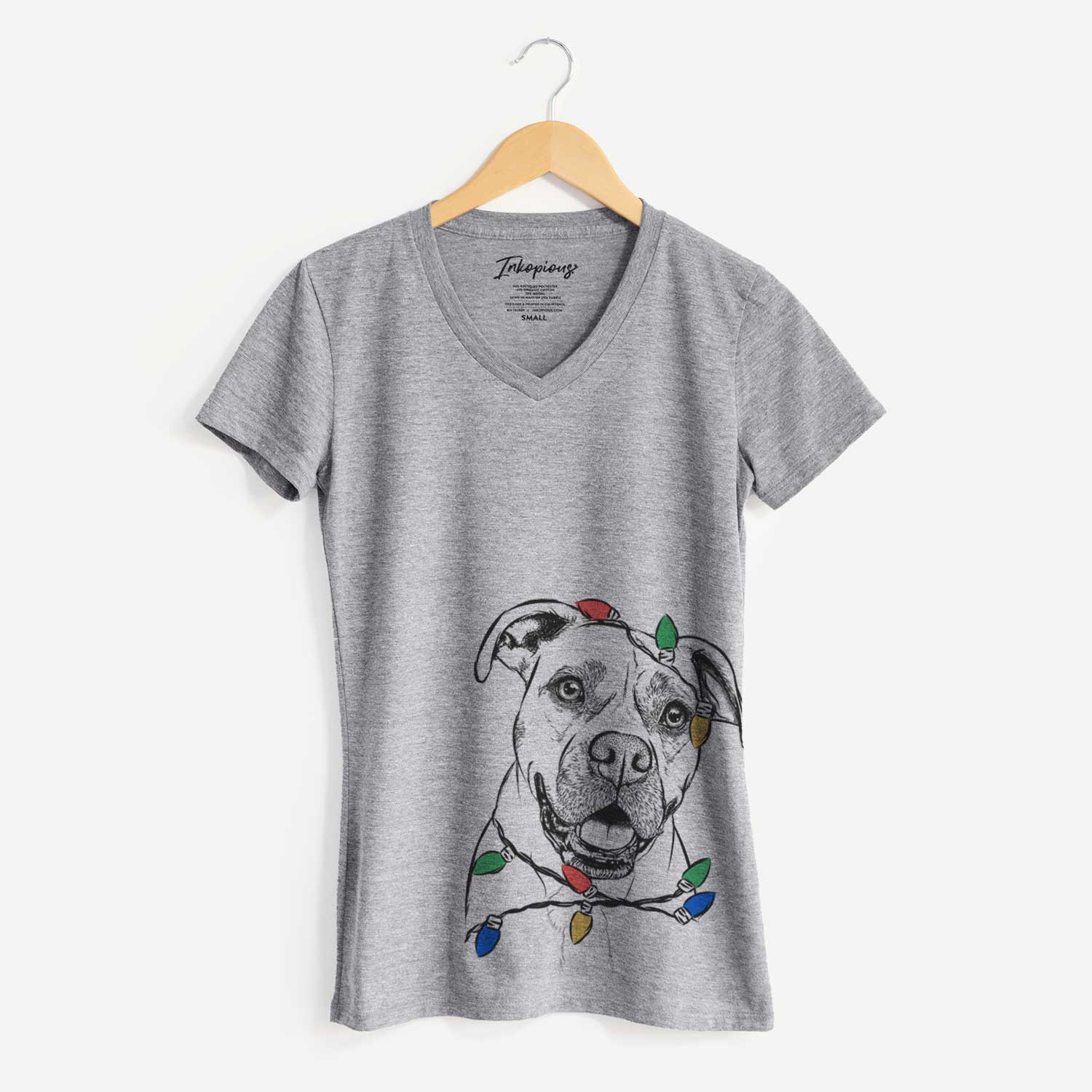 Christmas Lights Frankie Tankie the Boxer Mix - Women's V-neck Shirt