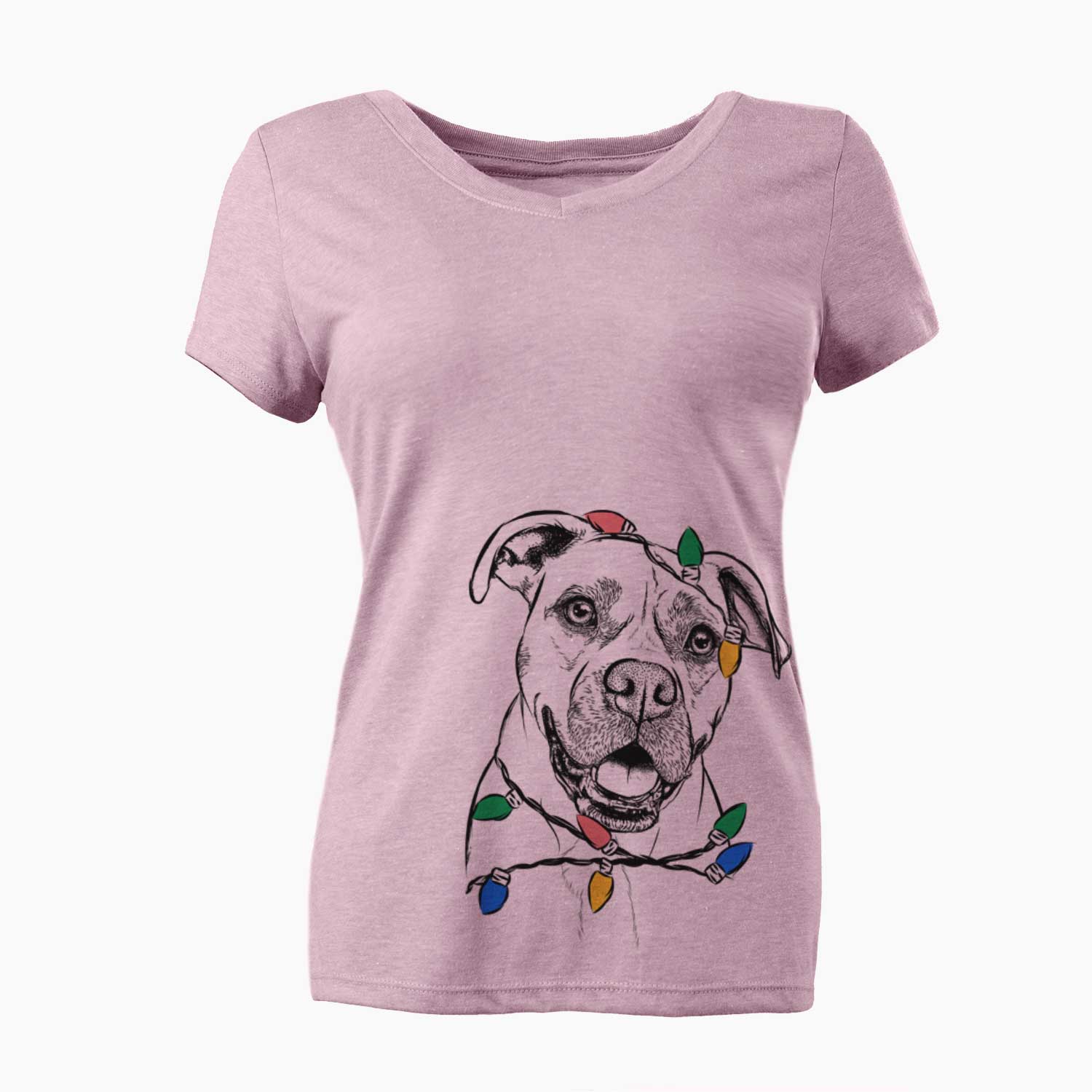 Christmas Lights Frankie Tankie the Boxer Mix - Women's V-neck Shirt