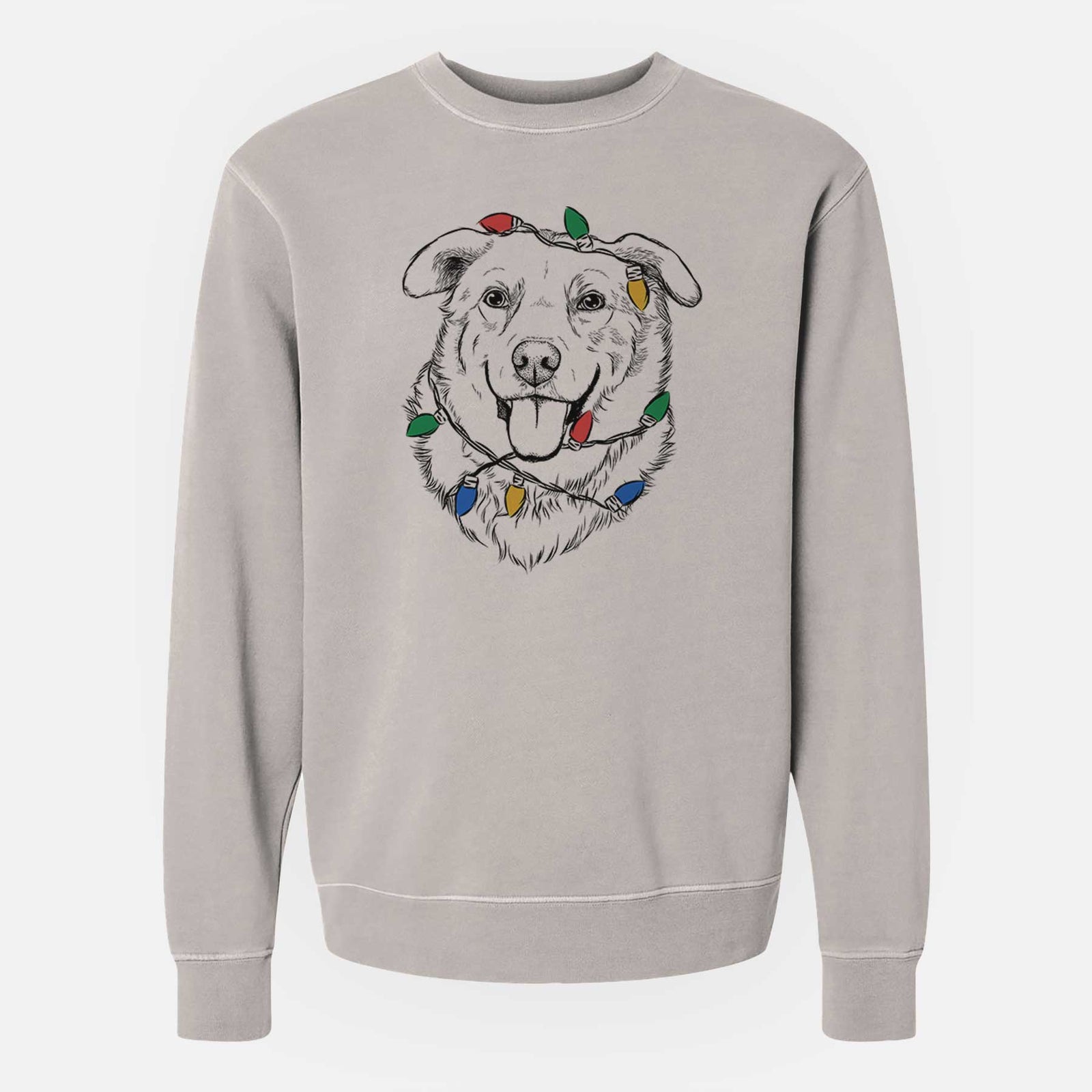 Christmas Lights Freeley the Mixed Breed - Unisex Pigment Dyed Crew Sweatshirt