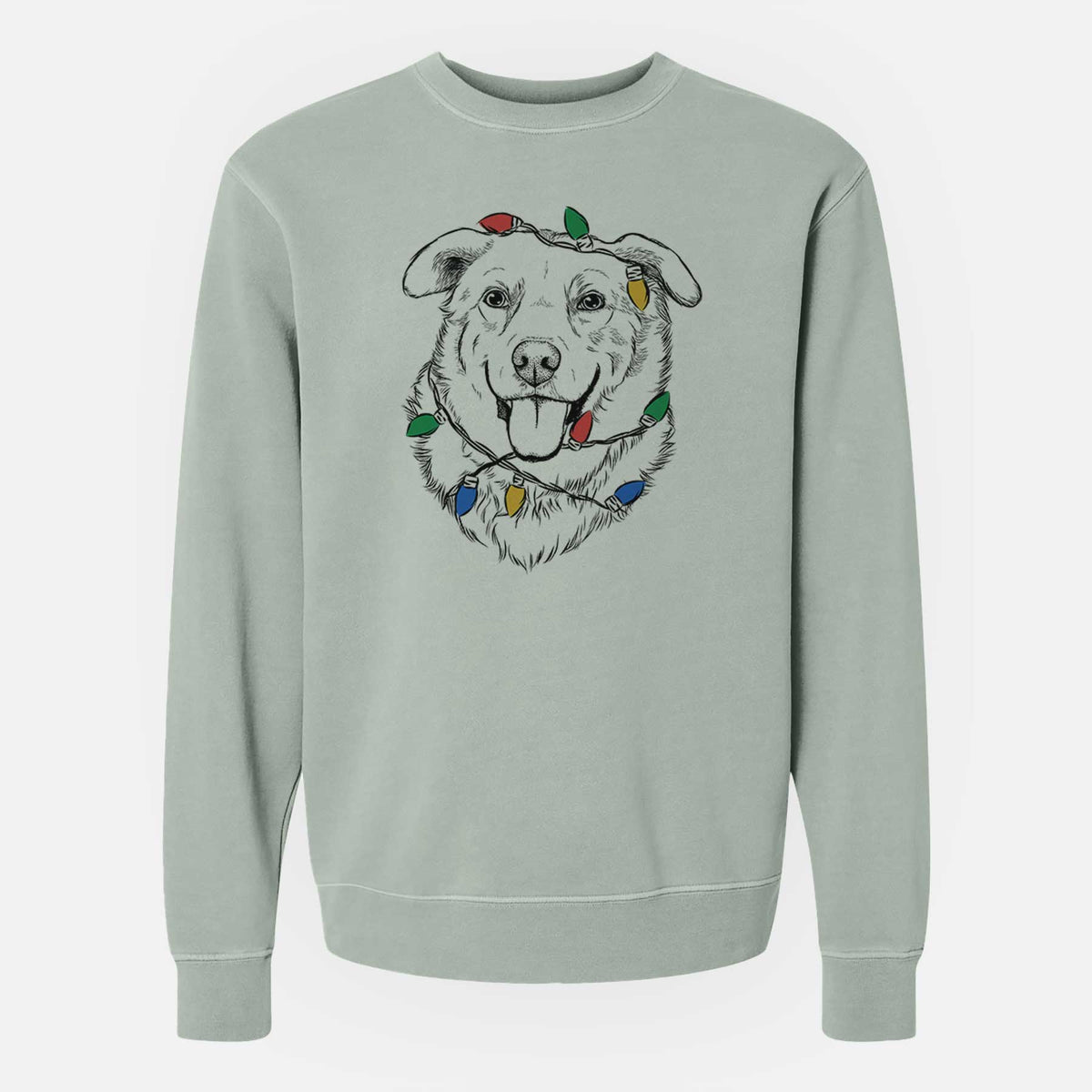Christmas Lights Freeley the Mixed Breed - Unisex Pigment Dyed Crew Sweatshirt