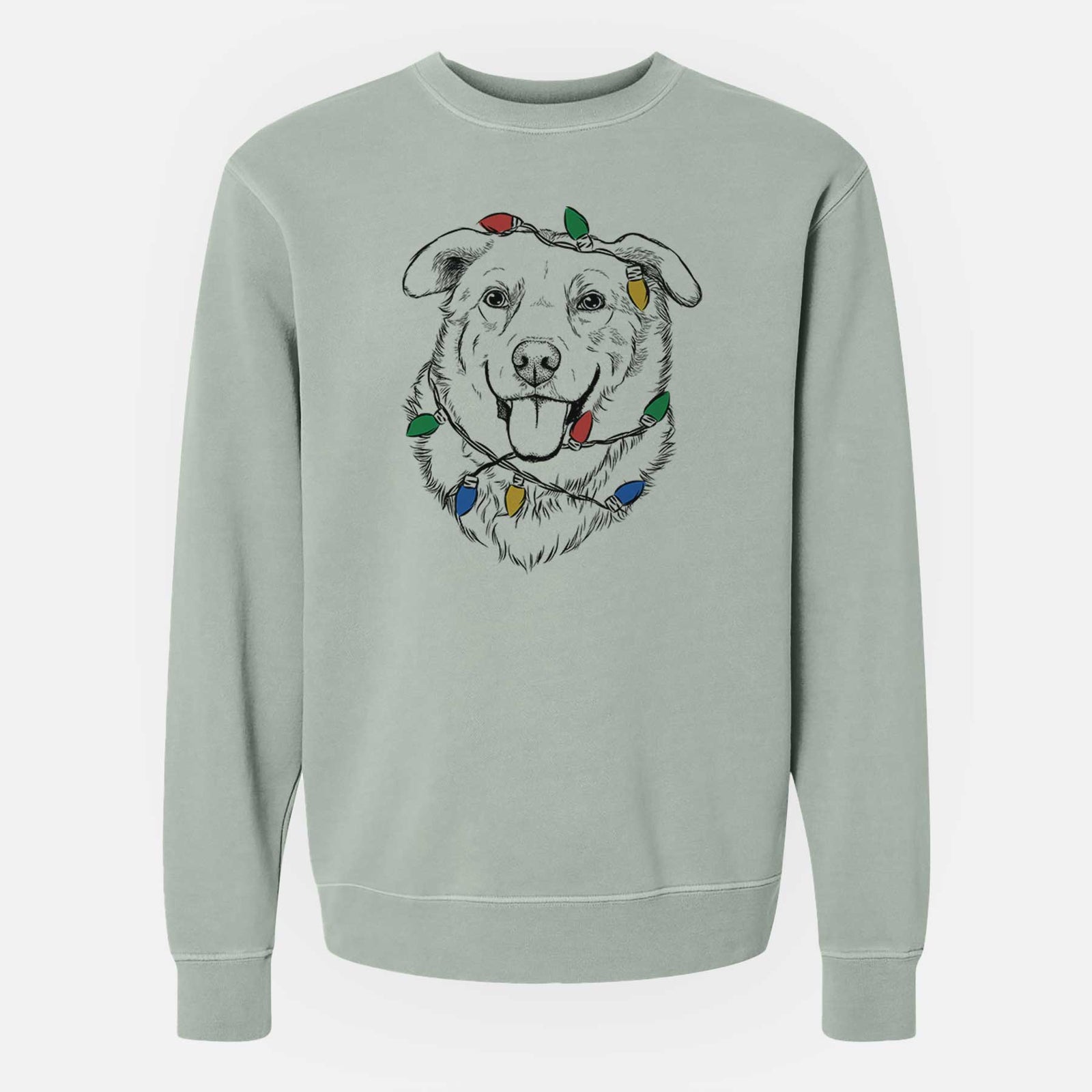 Christmas Lights Freeley the Mixed Breed - Unisex Pigment Dyed Crew Sweatshirt