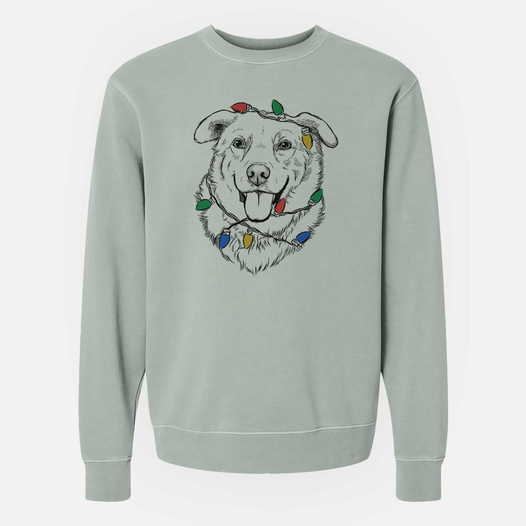 Christmas Lights Freeley the Mixed Breed - Unisex Pigment Dyed Crew Sweatshirt