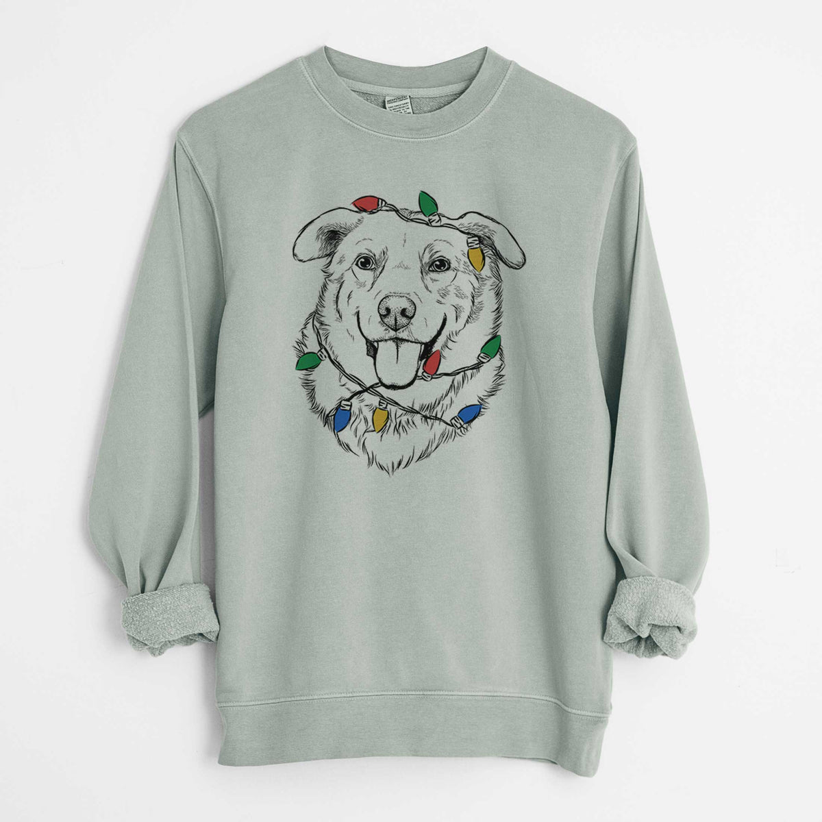 Christmas Lights Freeley the Mixed Breed - Unisex Pigment Dyed Crew Sweatshirt