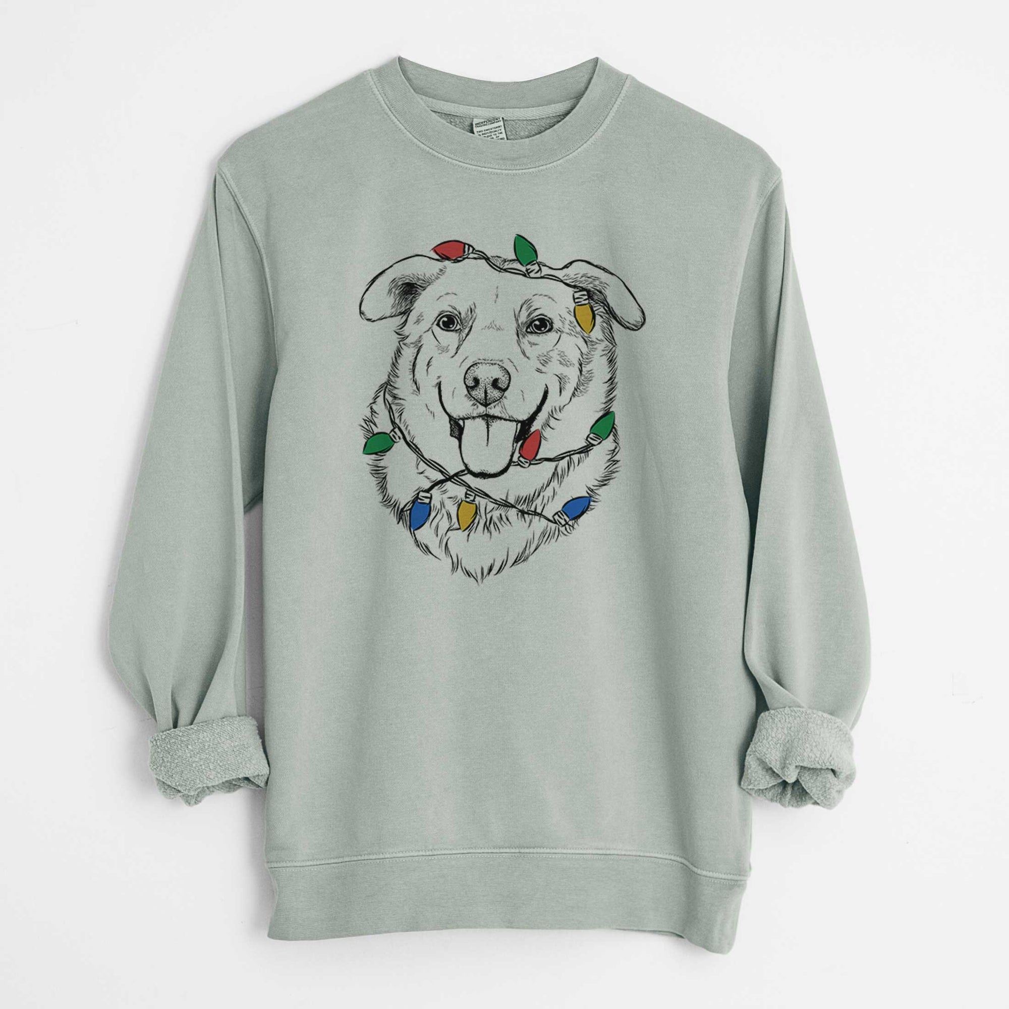 Christmas Lights Freeley the Mixed Breed - Unisex Pigment Dyed Crew Sweatshirt