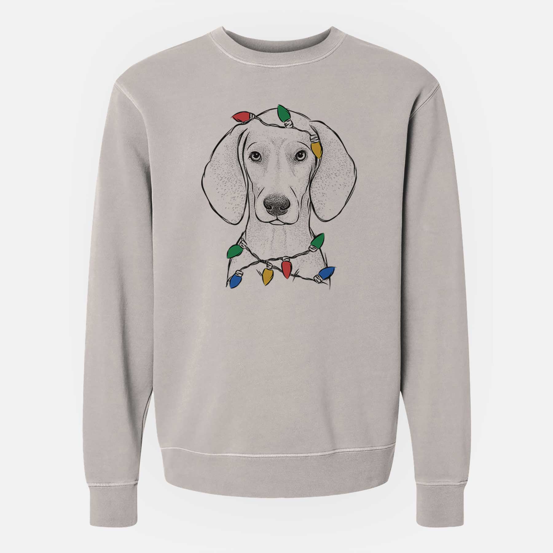 Christmas Lights Frejya the Weimaraner - Unisex Pigment Dyed Crew Sweatshirt