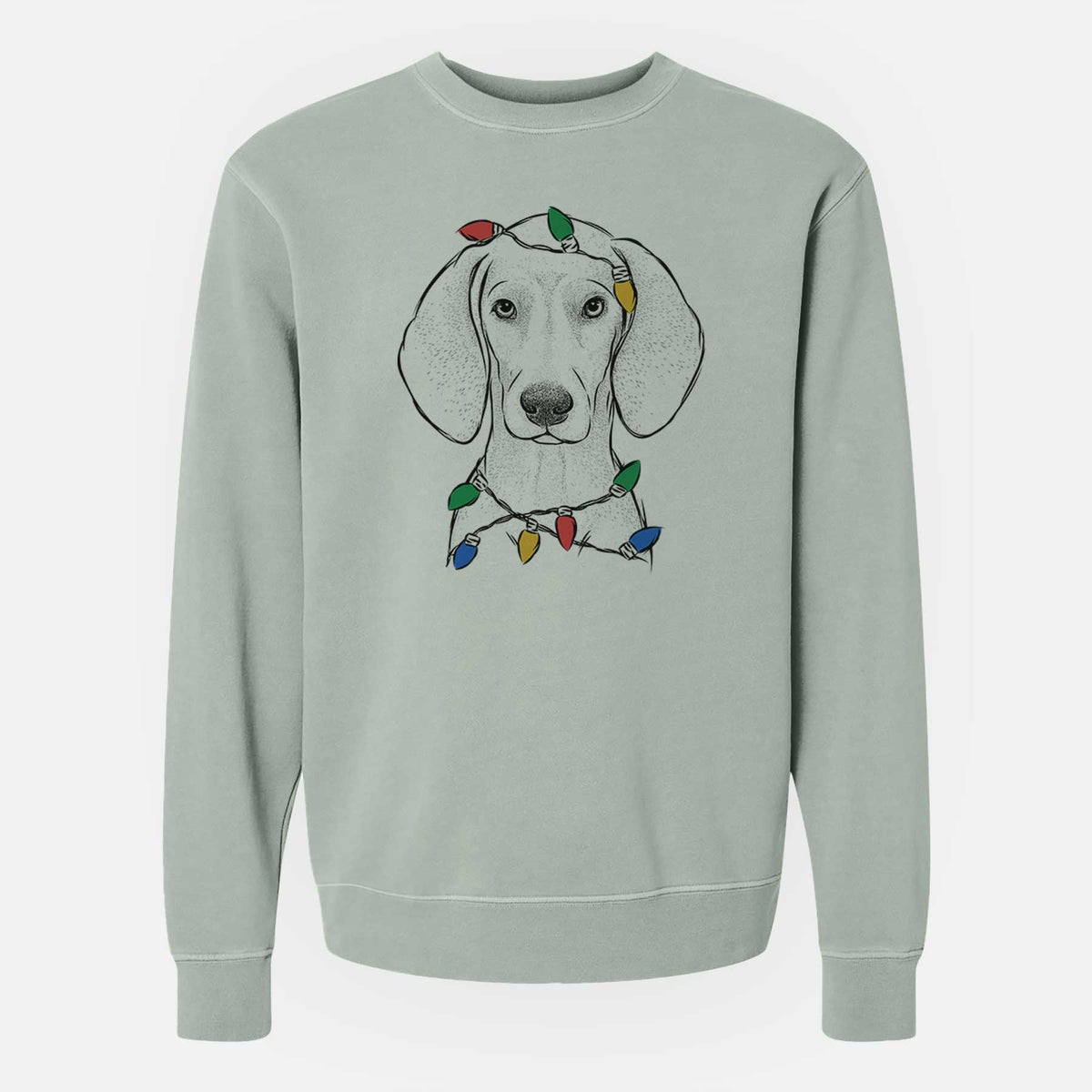 Christmas Lights Frejya the Weimaraner - Unisex Pigment Dyed Crew Sweatshirt