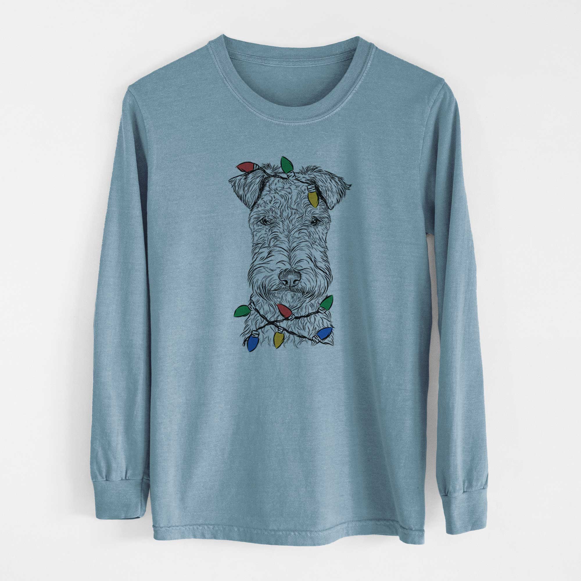 Christmas Lights Frida the Lakeland Terrier - Heavyweight 100% Cotton Long Sleeve