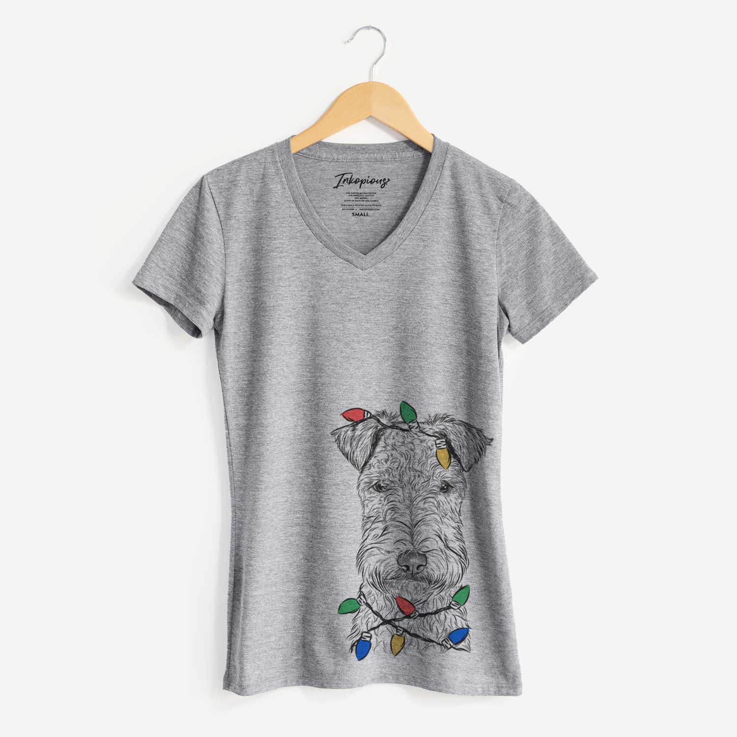 Christmas Lights Frida the Lakeland Terrier - Women's V-neck Shirt