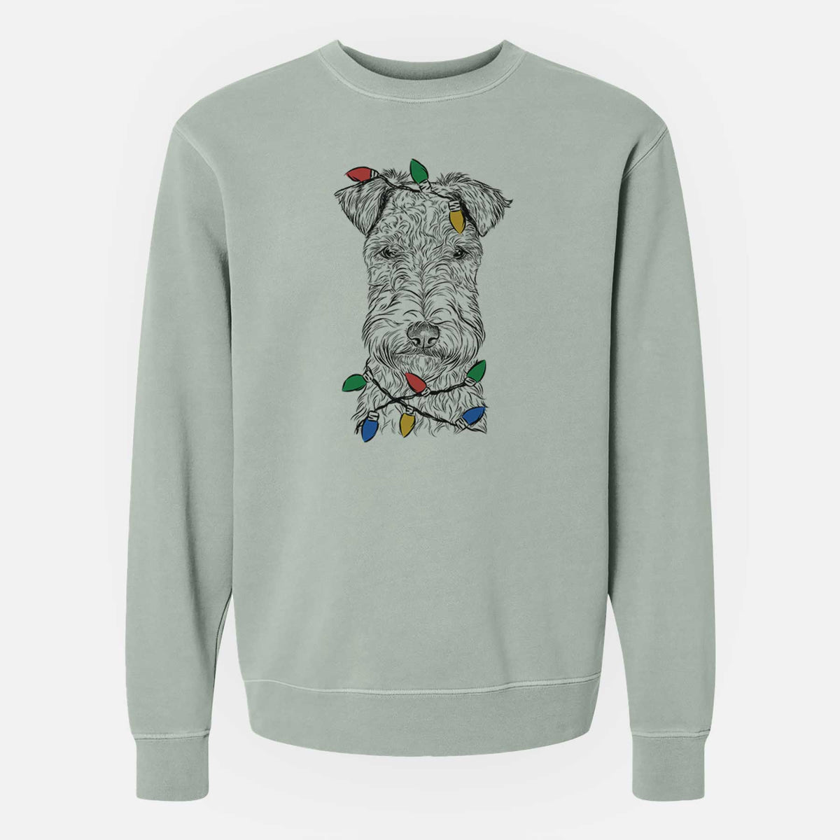 Christmas Lights Frida the Lakeland Terrier - Unisex Pigment Dyed Crew Sweatshirt