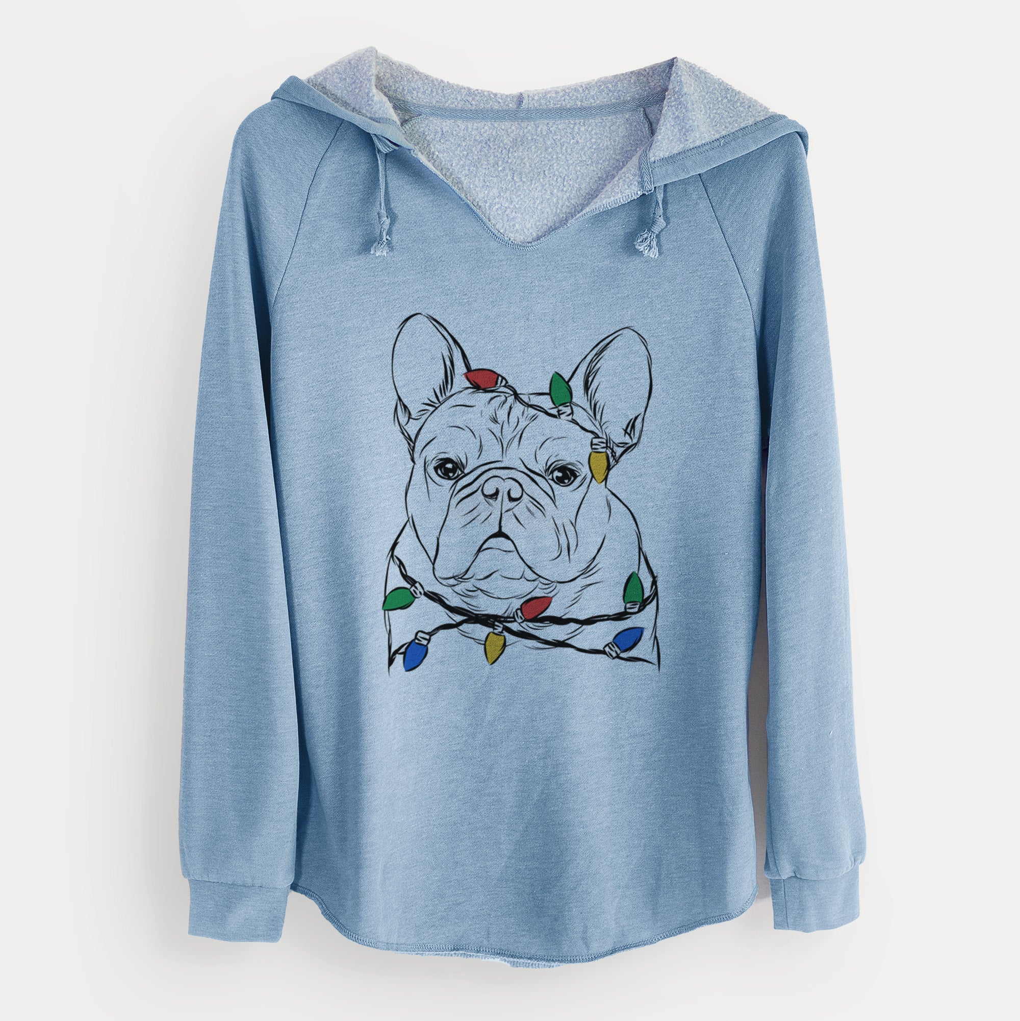 Christmas Lights Fudge the French Bulldog - Cali Wave Hooded Sweatshirt